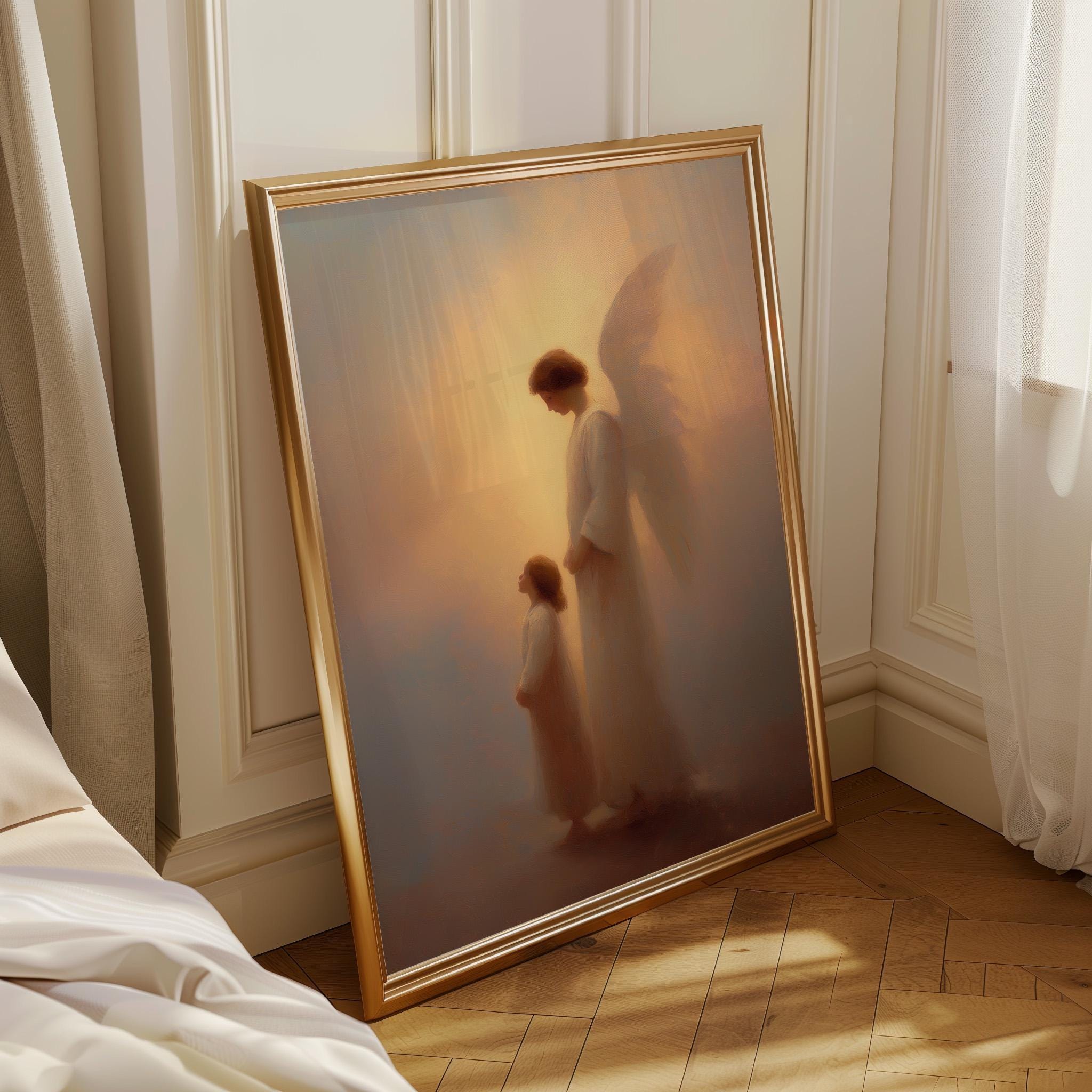 Guardian Angel Christian Spiritual Religious Wall Art by The Wall Art Studio