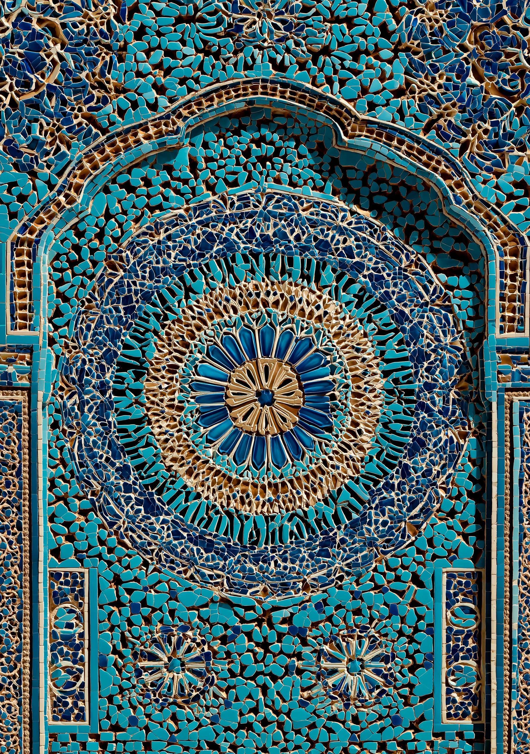 Moroccan Tile Blue Mosaic Arch Moorish Architecture Wall Art by The Wall Art Studio
