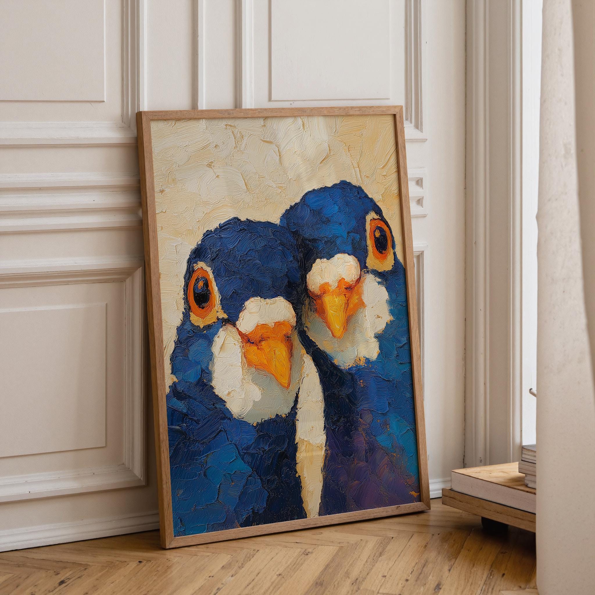 Funny Pigeon Colourful Quirky Animal Portrait Wall Art