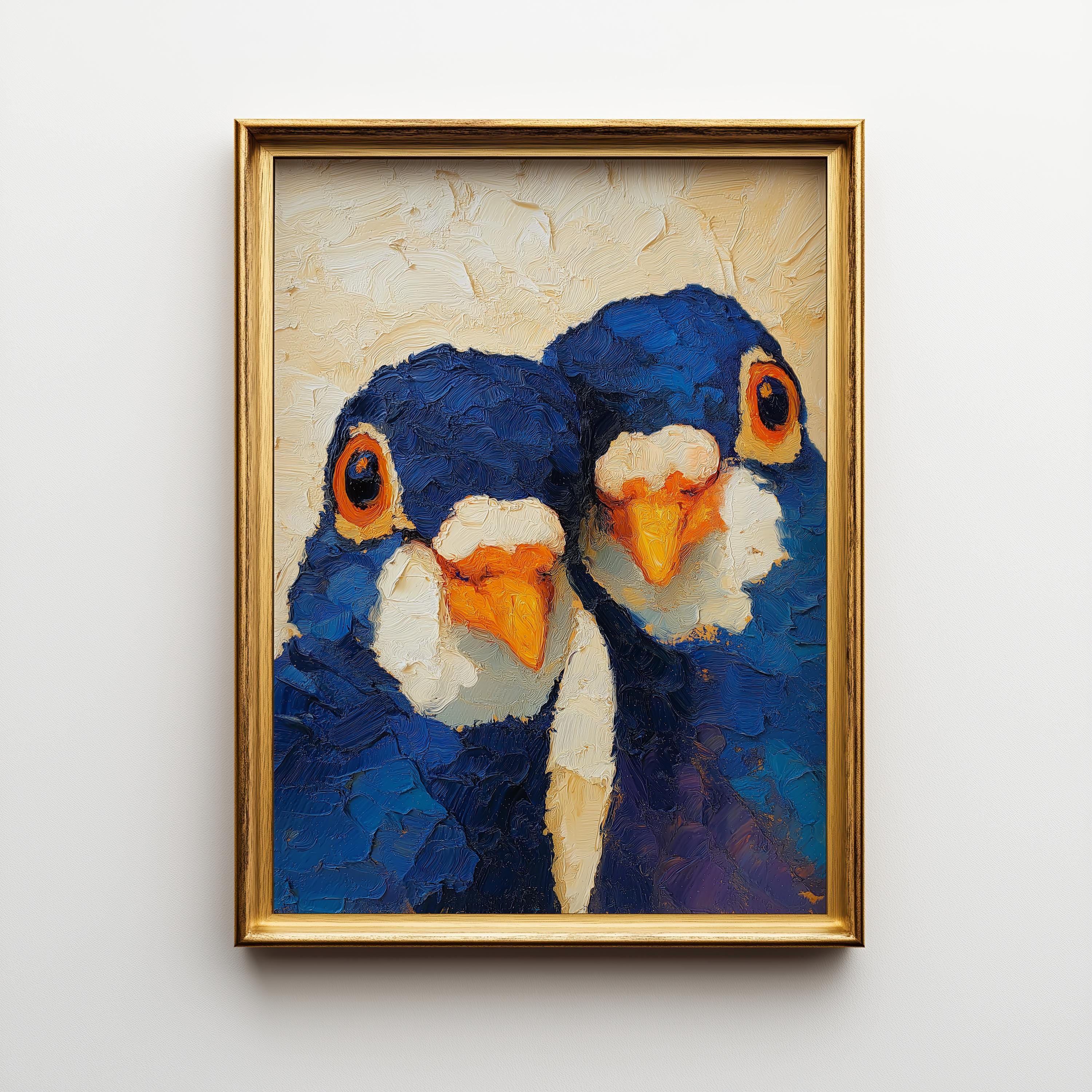 Funny Pigeon Colourful Quirky Animal Portrait Wall Art