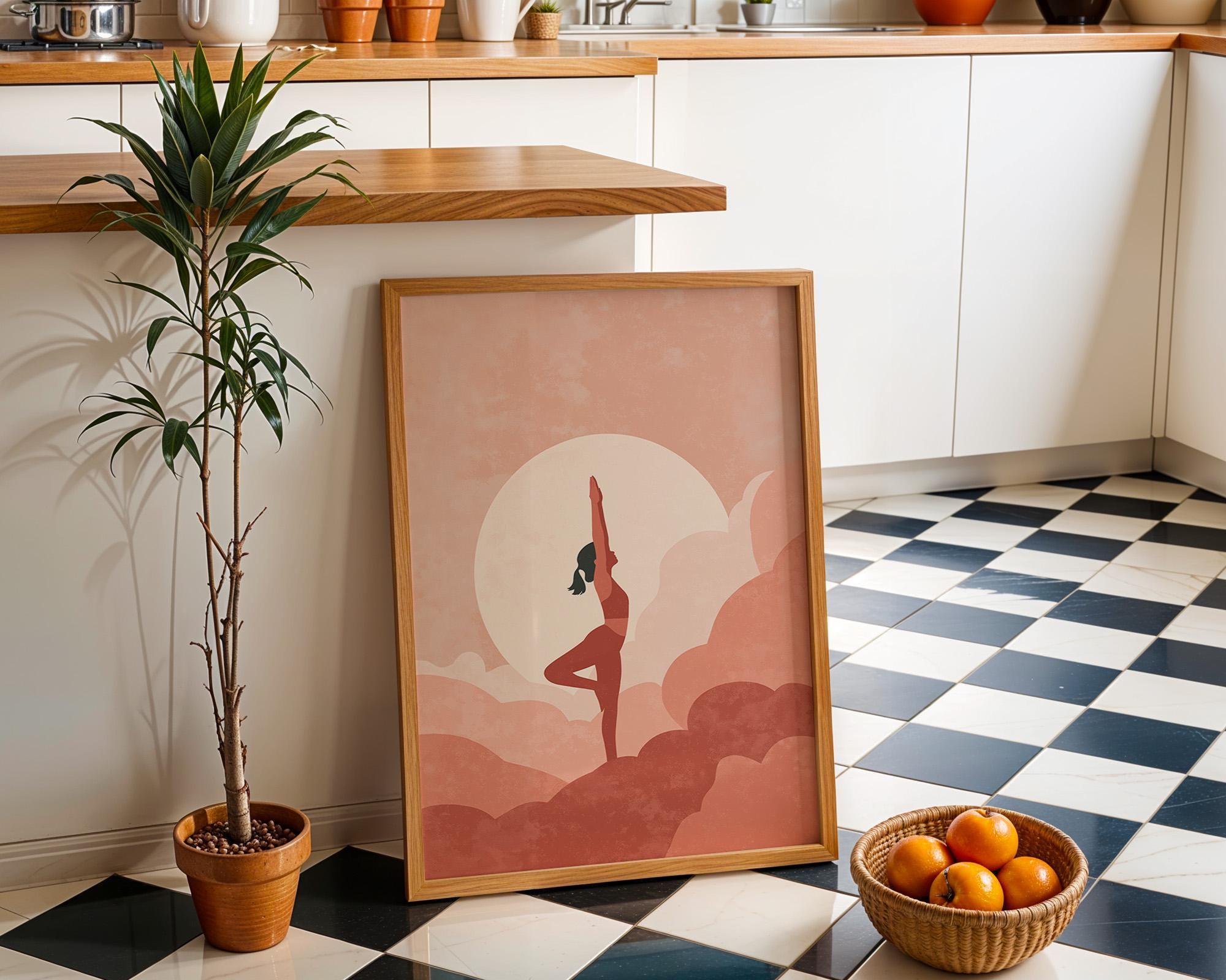 Pink Yoga Minimalist Meditation Boho Wellness Wall Art