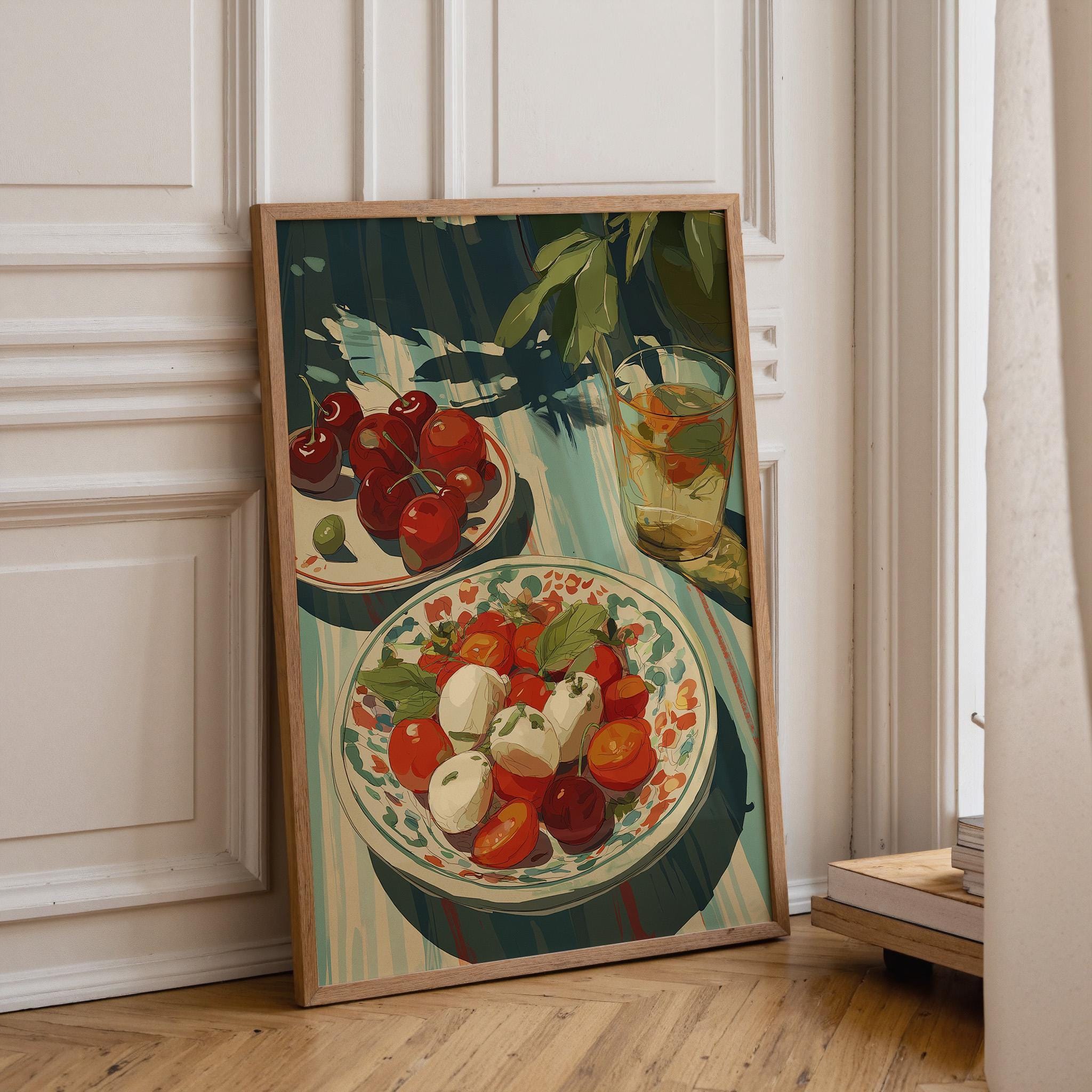 Mediterranean Kitchen Tomato Mozzarella Italian Food Wall Art