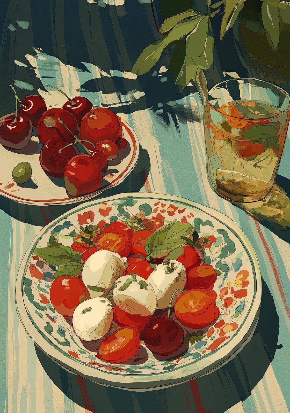 Mediterranean Kitchen Tomato Mozzarella Italian Food Wall Art