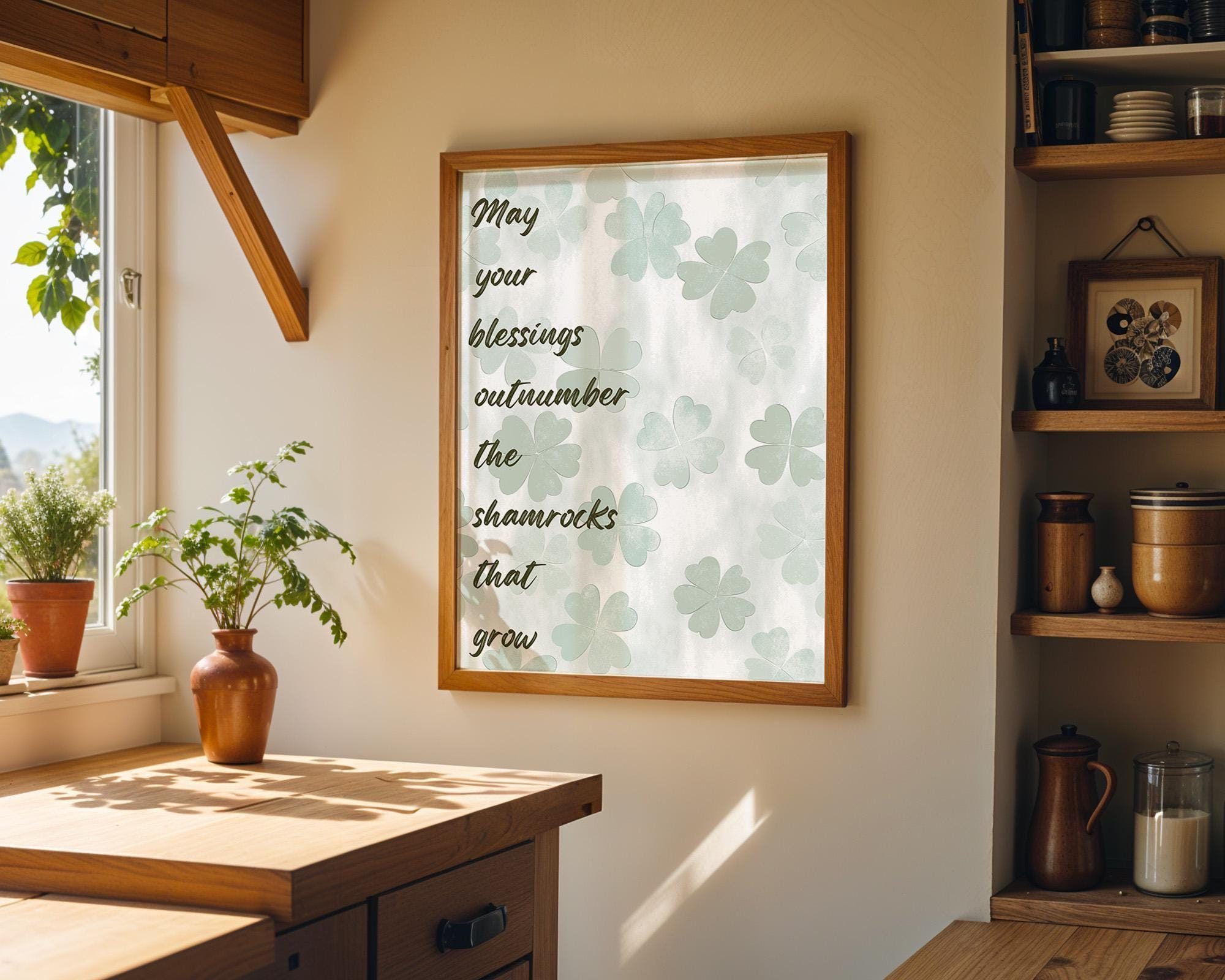 Irish Blessing Shamrock May Your Blessings Outnumber Quote Wall Art by The Wall Art Studio
