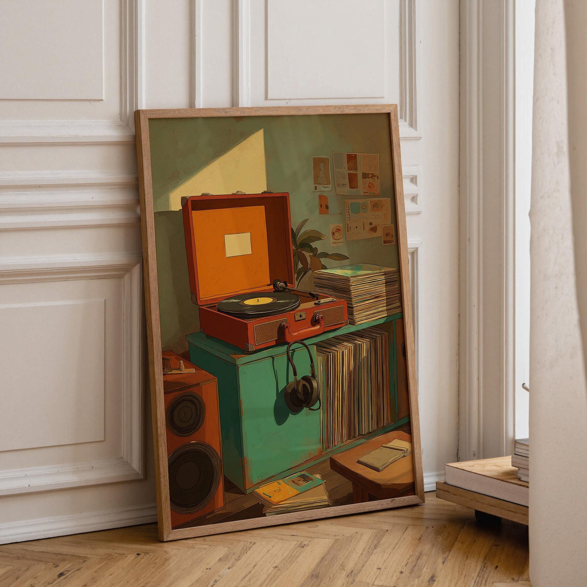Retro Record Player Vintage Turntable Music Room Wall Art by The Wall Art Studio