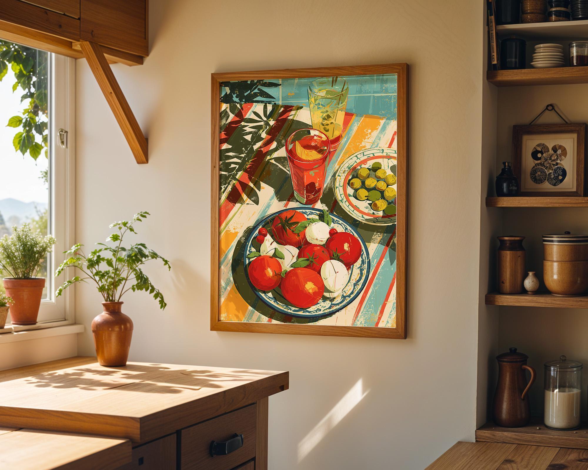 Mediterranean Kitchen Tomato Mozzarella Italian Food Wall Art