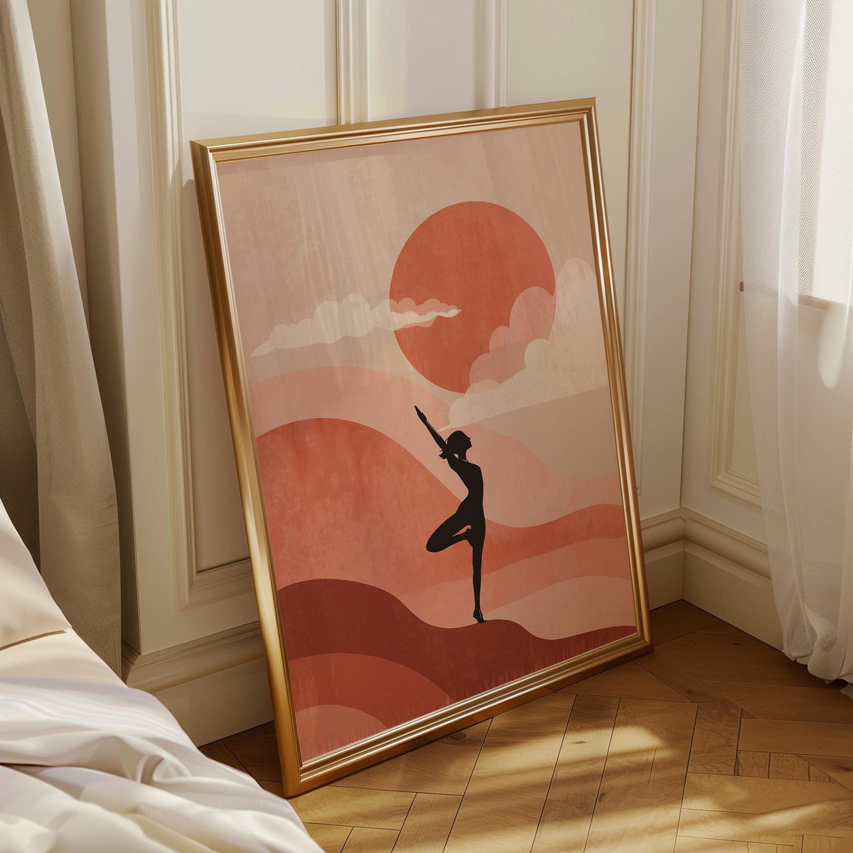 Pink Yoga Minimalist Meditation Boho Wellness Wall Art
