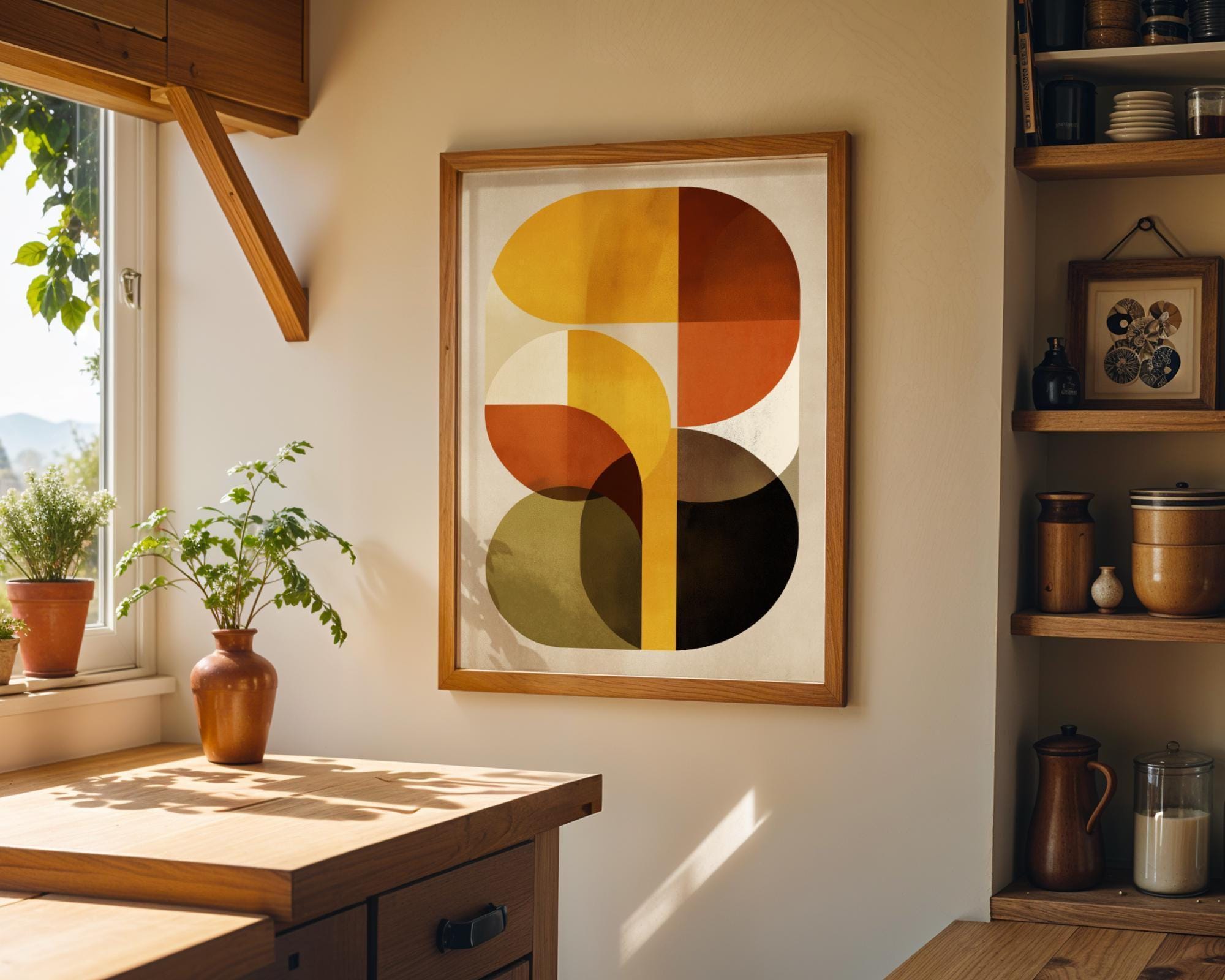 Mid-Century Modern Retro Abstract Geometric Wall Art by The Wall Art Studio - physical
