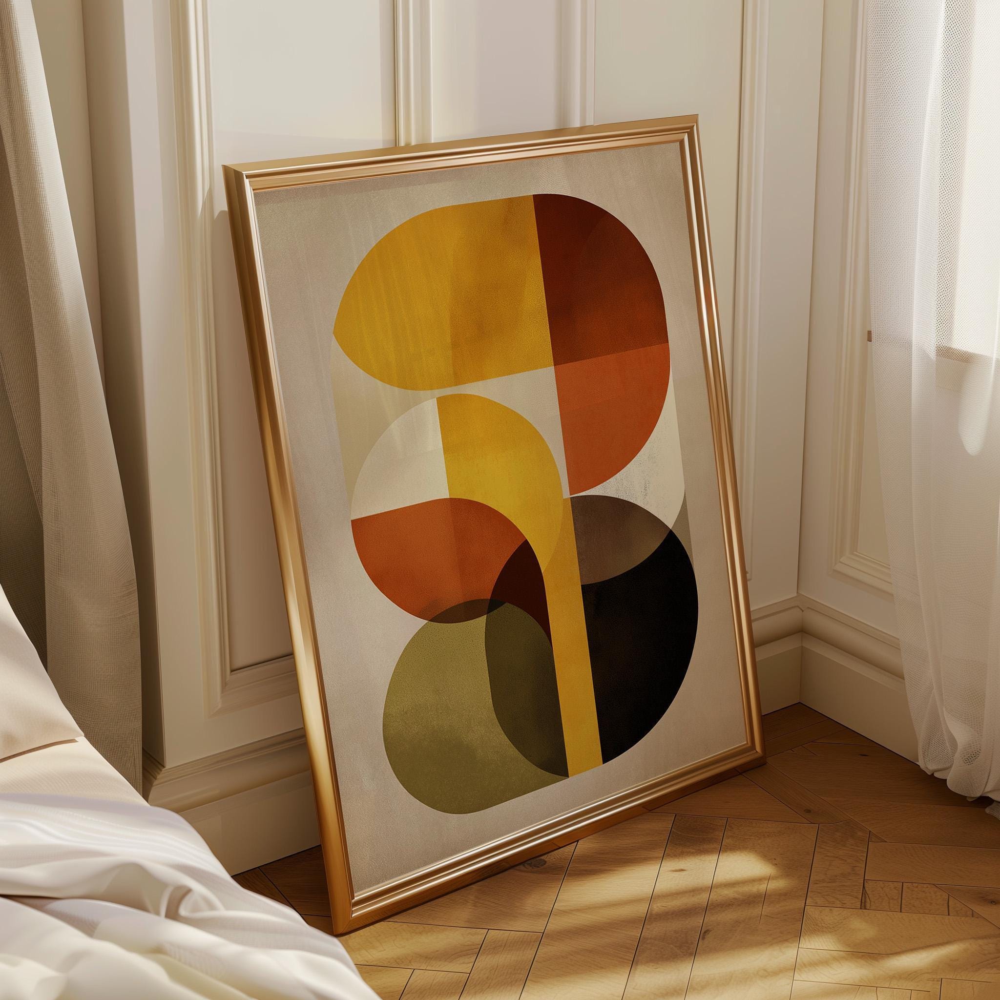 Mid-Century Modern Retro Abstract Geometric Wall Art by The Wall Art Studio - physical