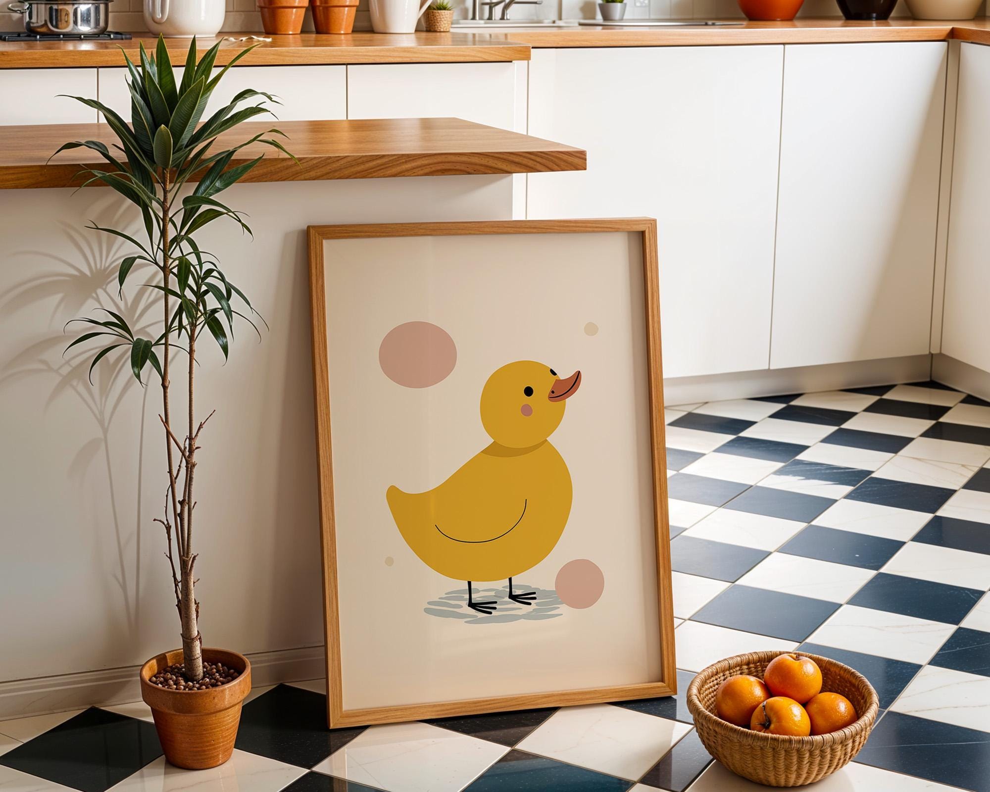 Minimalist Yellow Duck Scandinavian Baby Room Nursery Wall Art by The Wall Art Studio