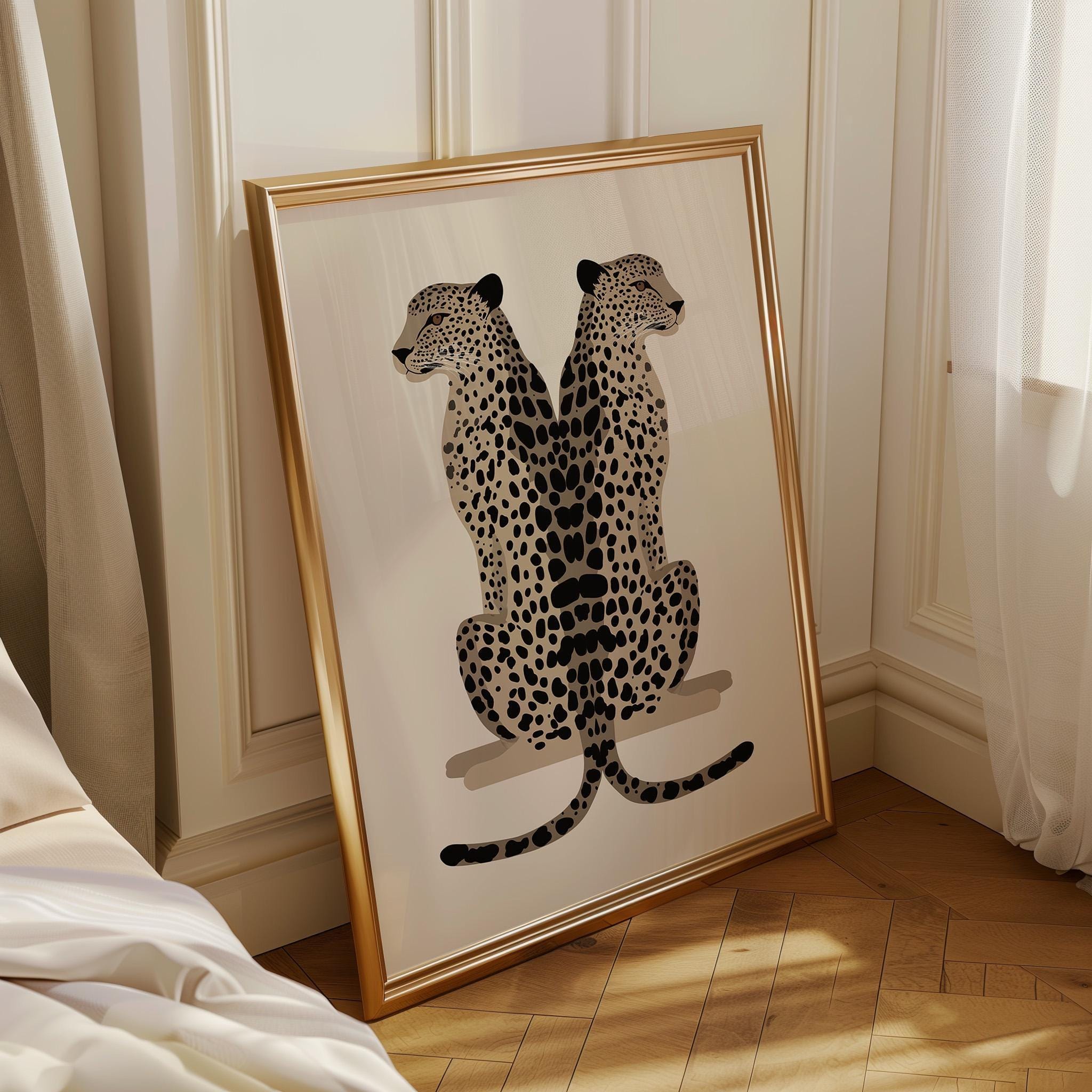 Minimalist Leopard Modern Animal Abstract Safari Print Wall Art by The Wall Art Studio