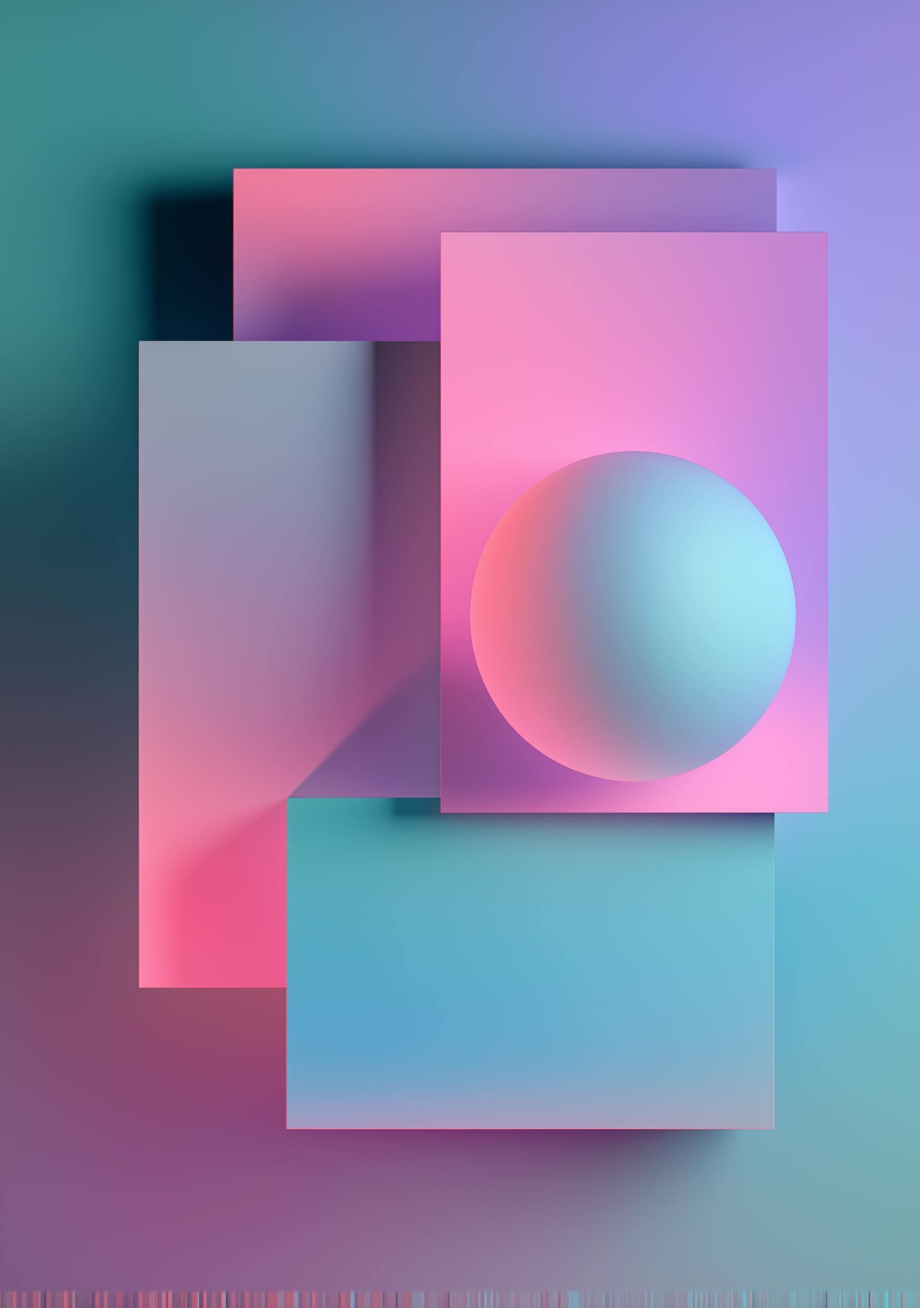 Pastel Synthwave Geometric City Vaporwave Abstract Wall Art by The Wall Art Studio
