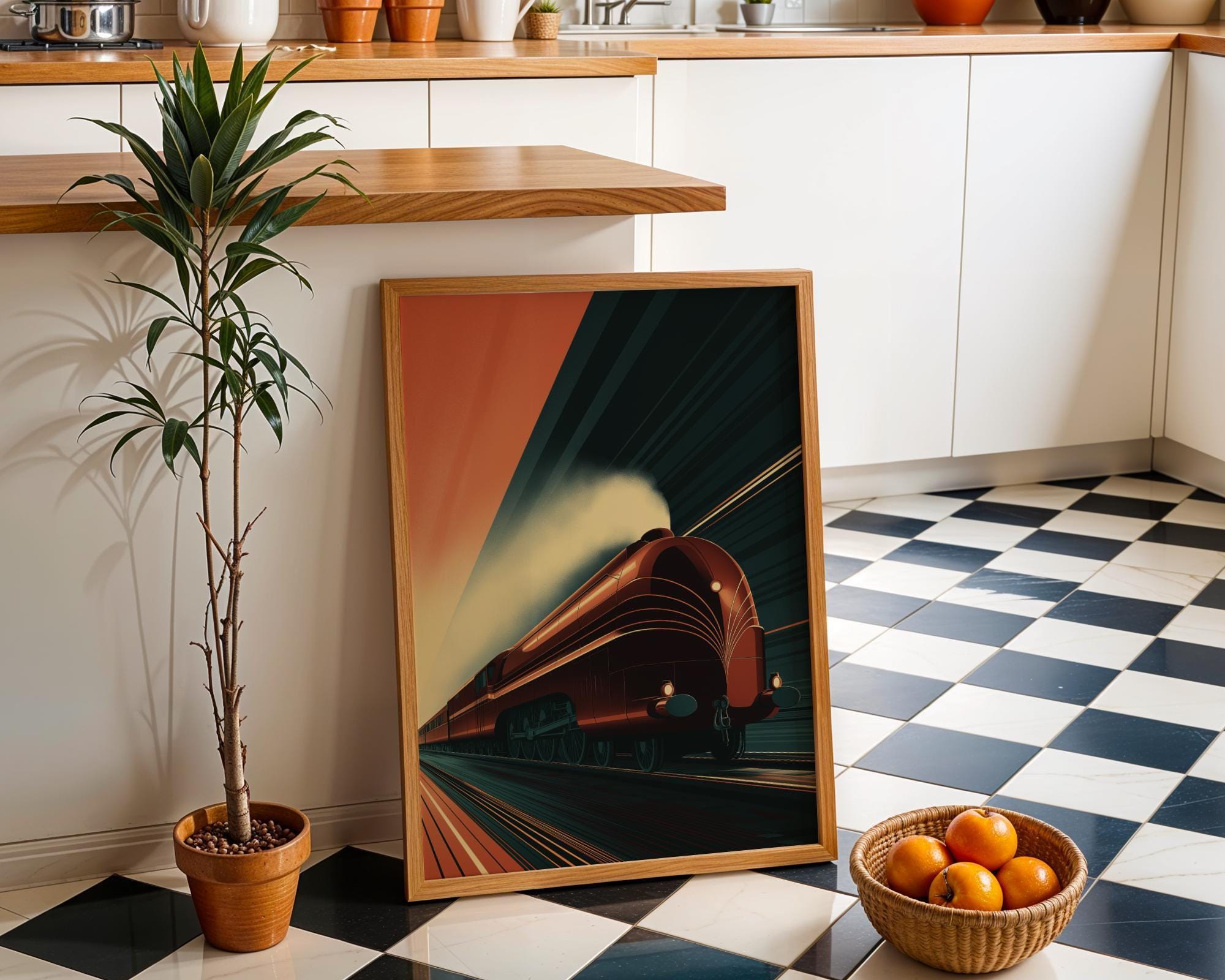 Vintage Locomotive Streamline Railway Art Deco Train Wall Art by The Wall Art Studio