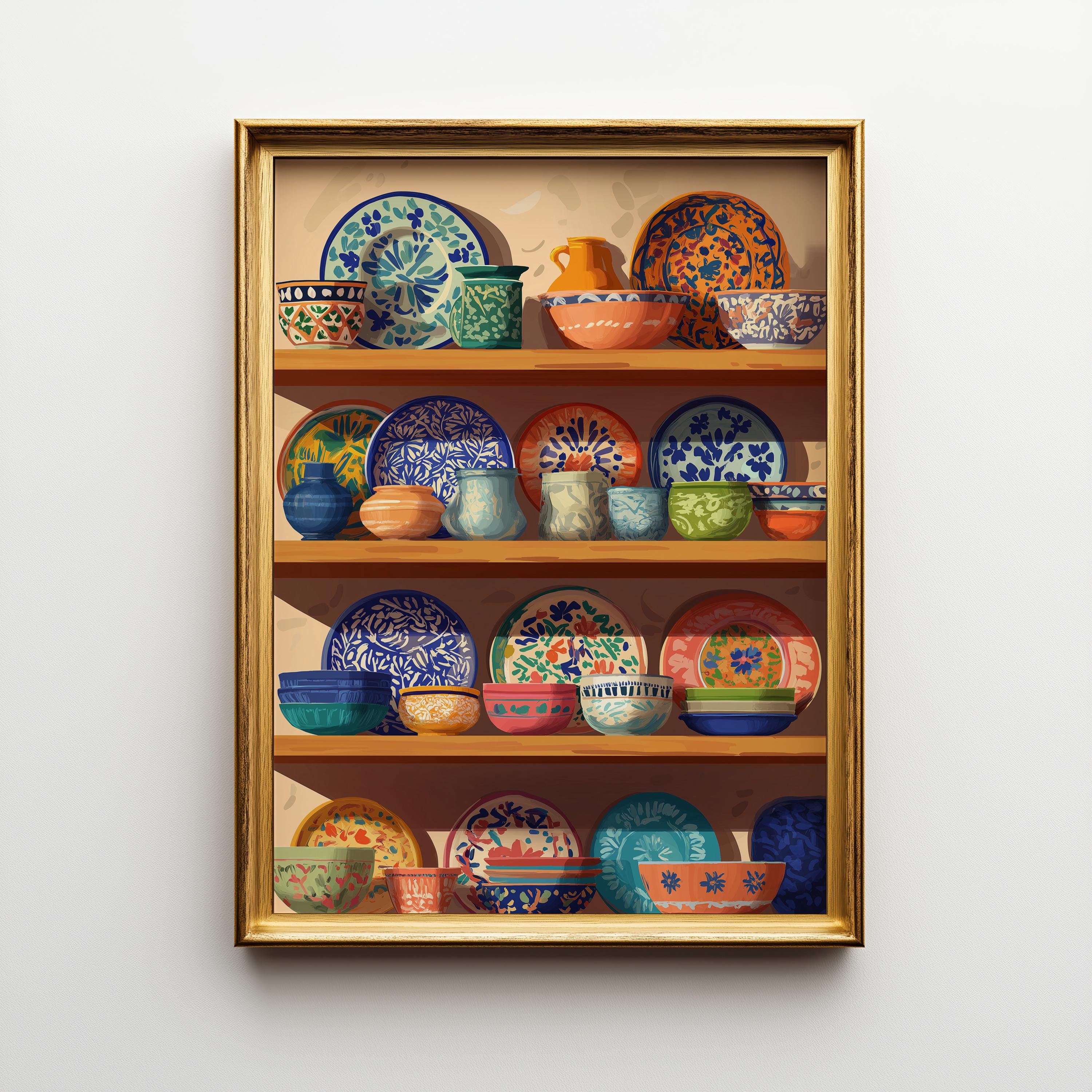 Hand-Painted Mexican Pottery Colourful Talavera Kitchen Wall Art by The Wall Art Studio - physical