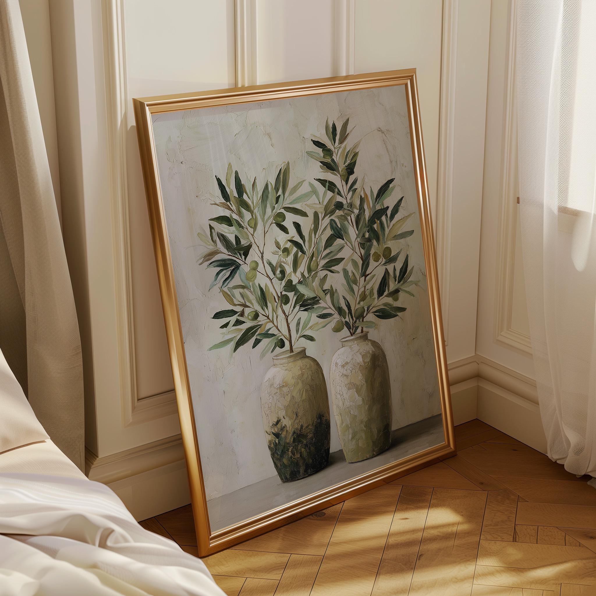 Olive Tree Vase Mediterranean Botanical Wall Art by The Wall Art Studio - physical
