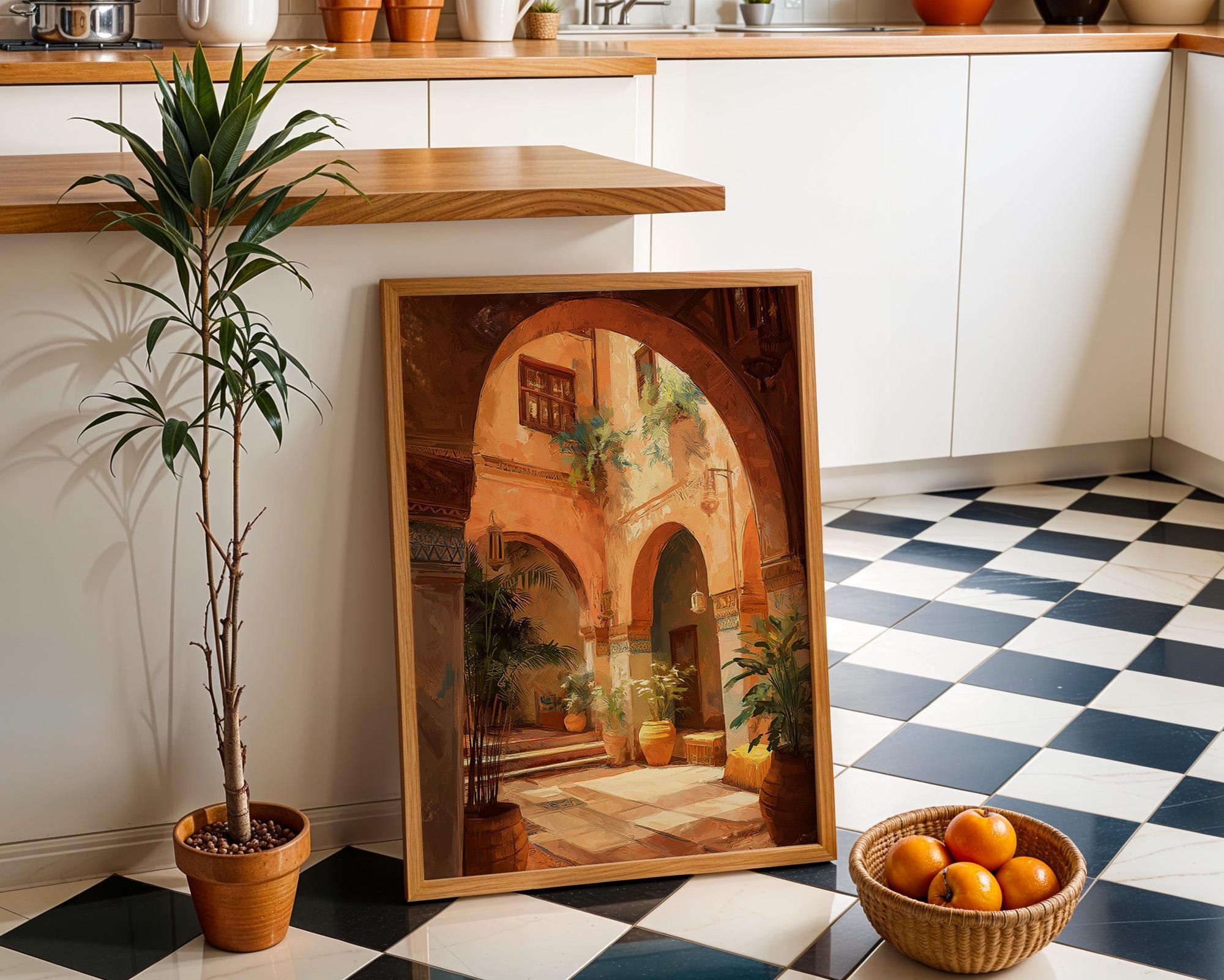 Moroccan Courtyard Terracotta Archway Wall Art by The Wall Art Studio
