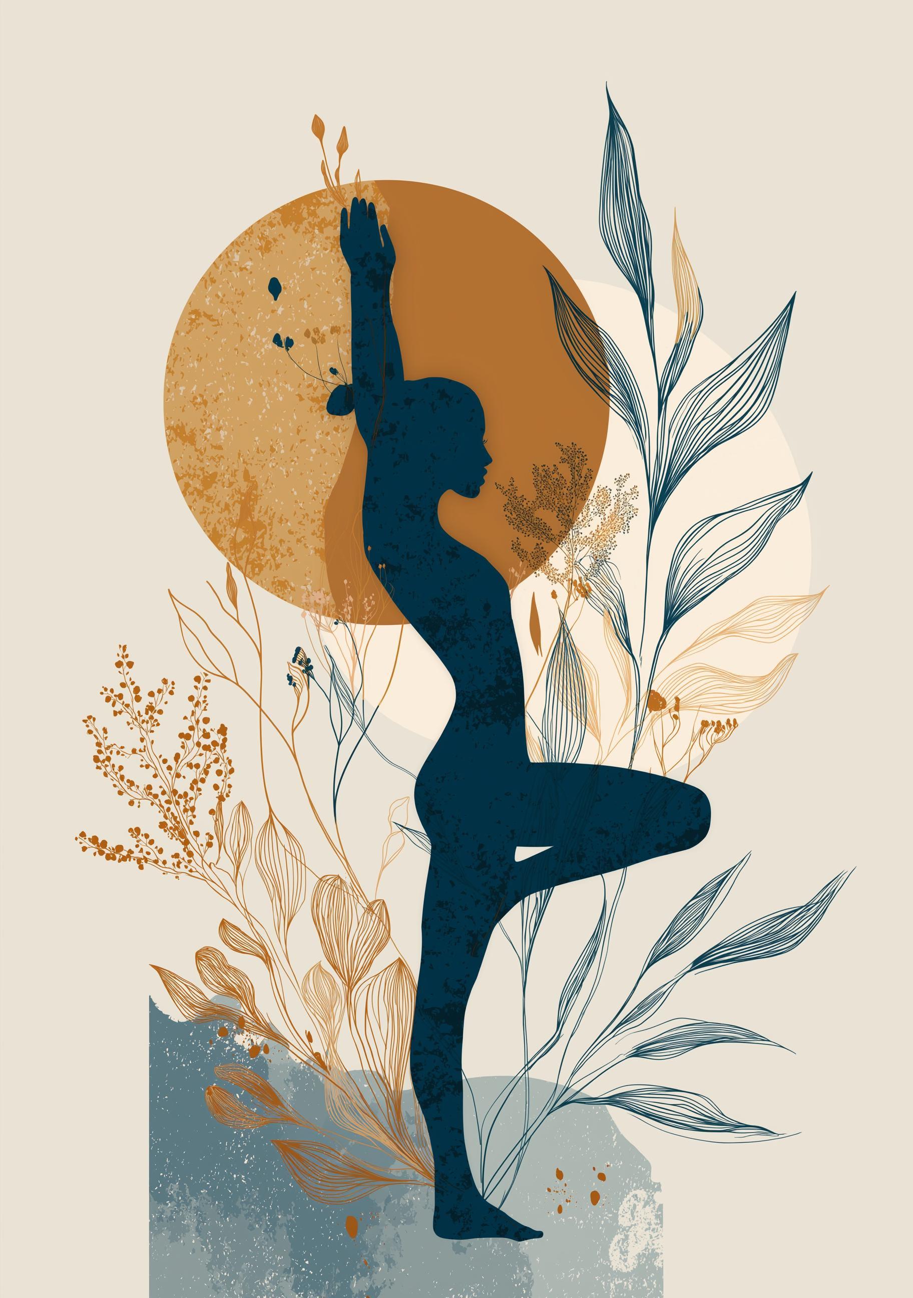 Boho Yoga Minimalist Meditation Botanical Wellness Wall Art