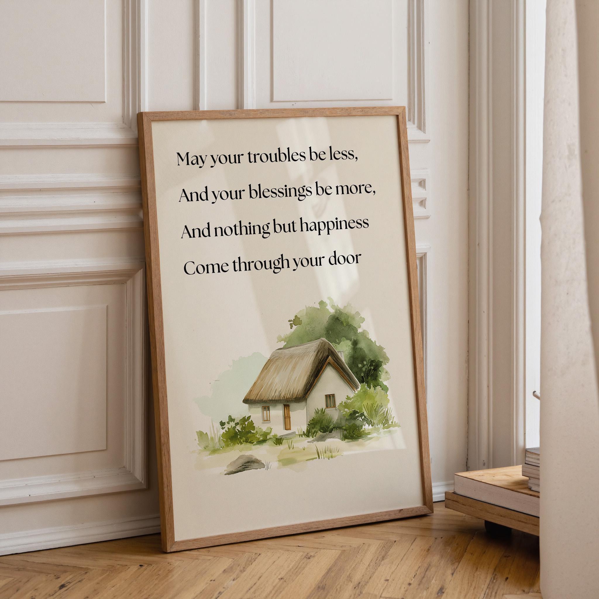 Irish Blessing May Troubles Be Less Inspirational Quote Wall Art by The Wall Art Studio
