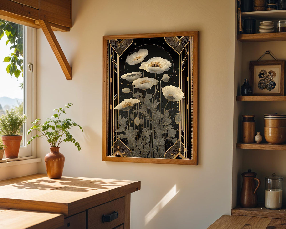 Gold Botanical Art Deco Ginkgo Leaf Wall Art by The Wall Art Studio