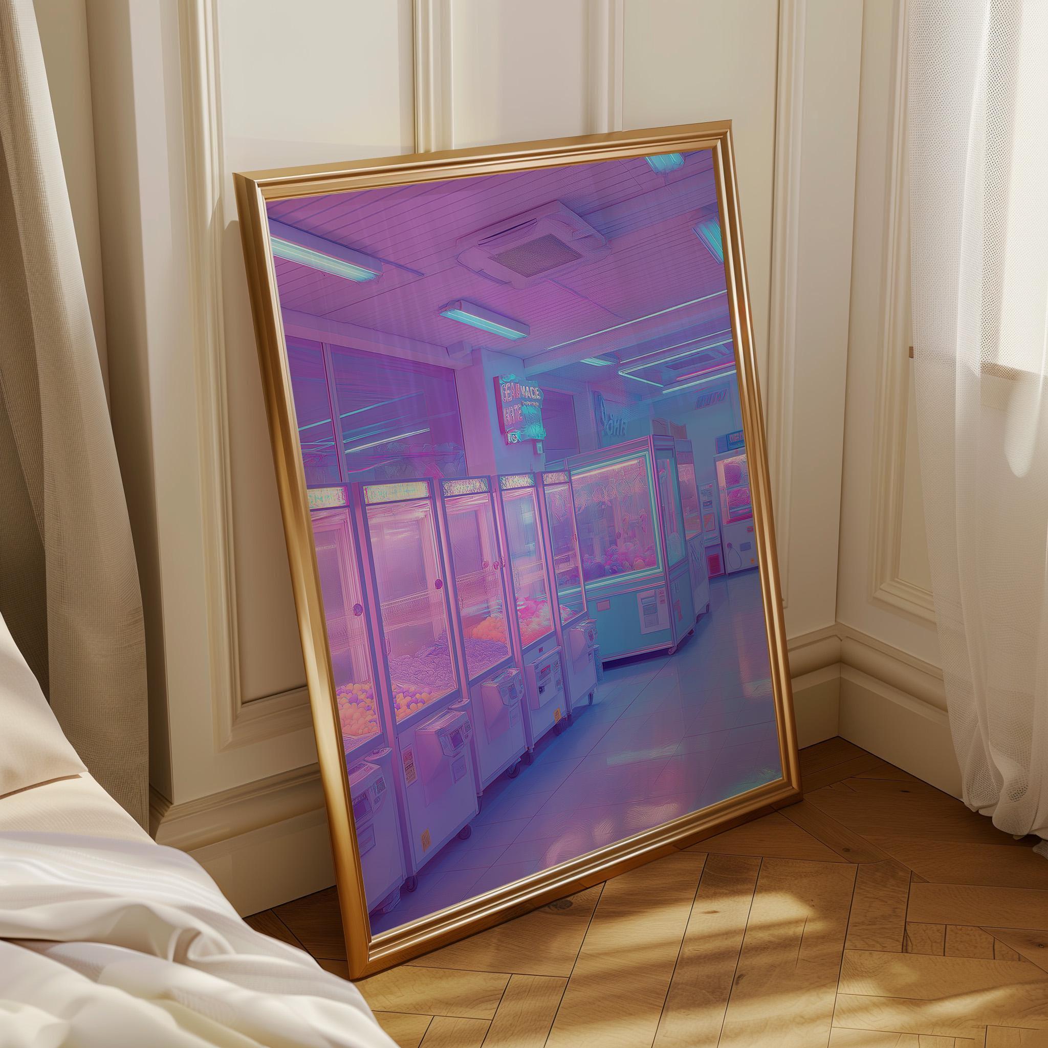 Pastel Pink Arcade Vaporwave Retro Gaming Wall Art by The Wall Art Studio