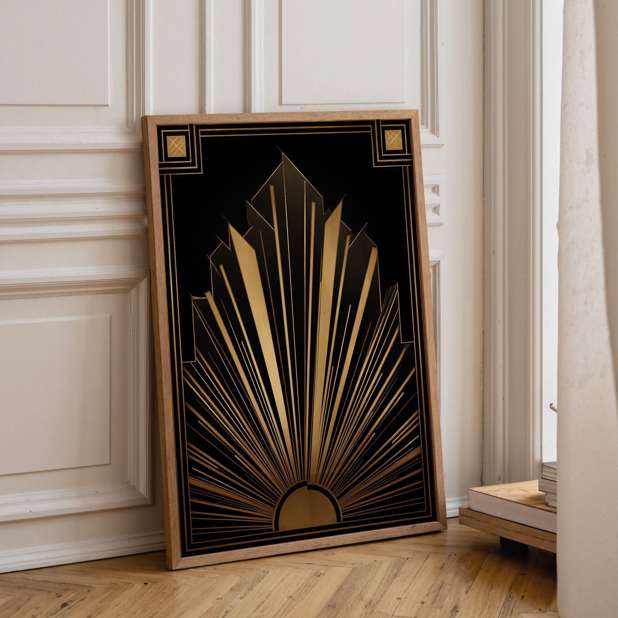 Black & Gold Art Deco Gold Geometric Luxury Abstract Wall Art