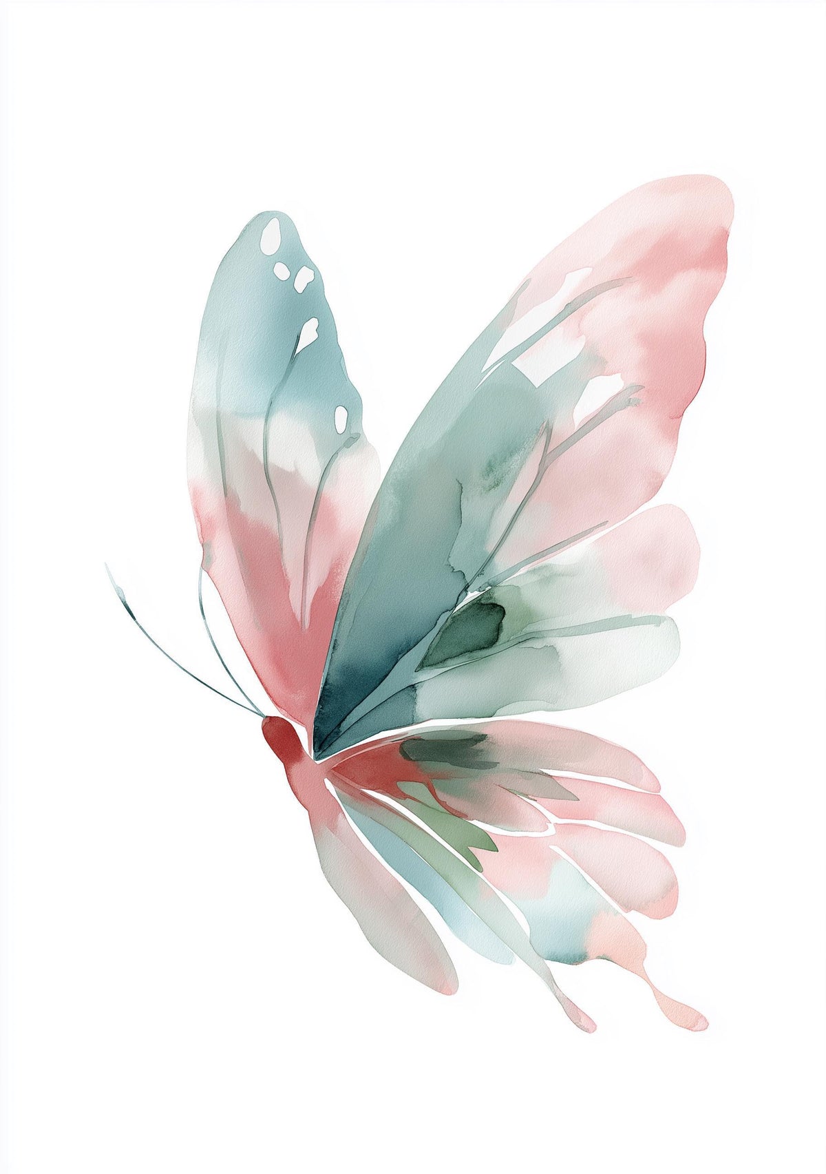 Minimal Watercolour Butterfly Pastel Butterfly Scandinavian Wall Art