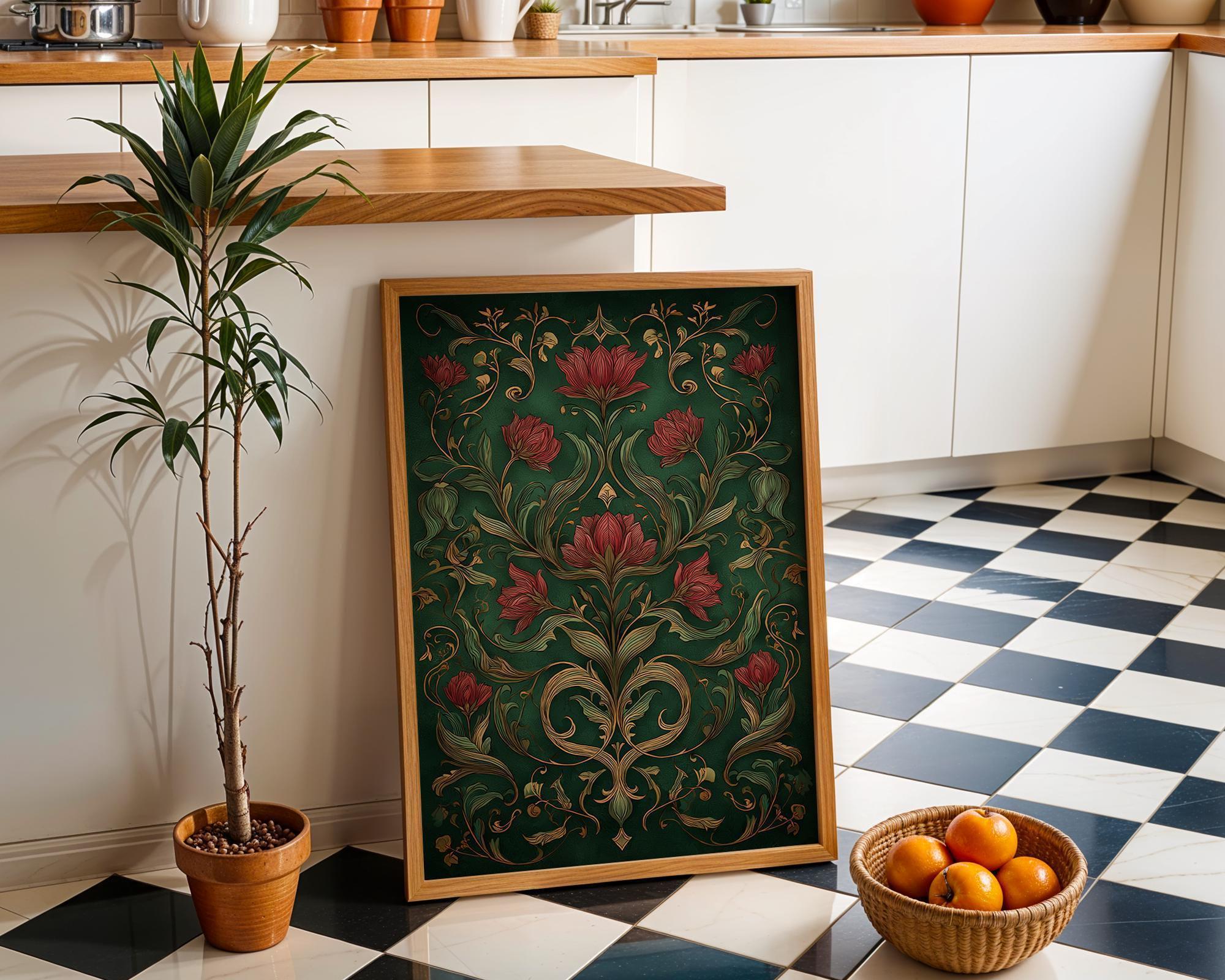 Art Nouveau Thistle Botanical William Morris Style Floral Wall Art