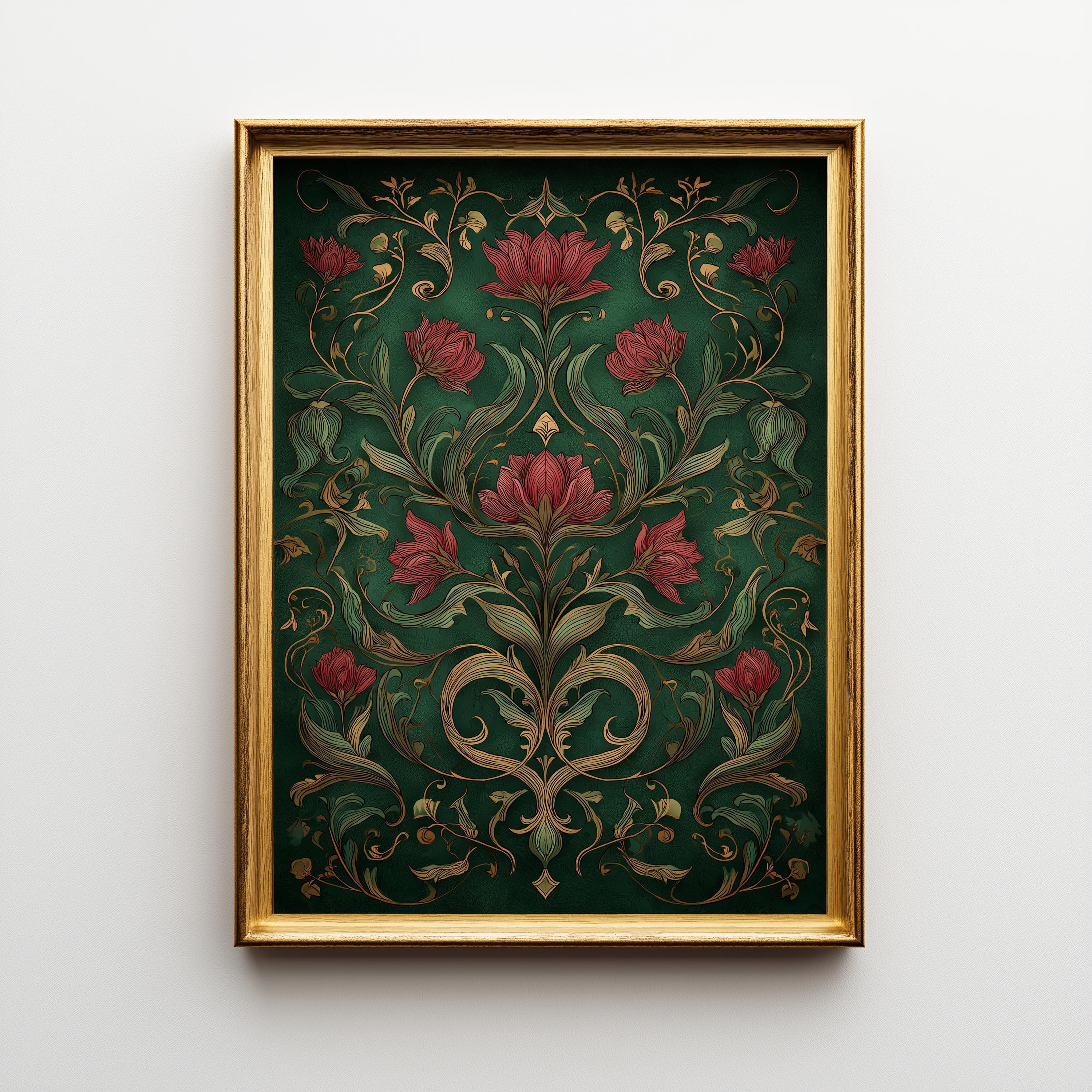 Art Nouveau Thistle Botanical William Morris Style Floral Wall Art