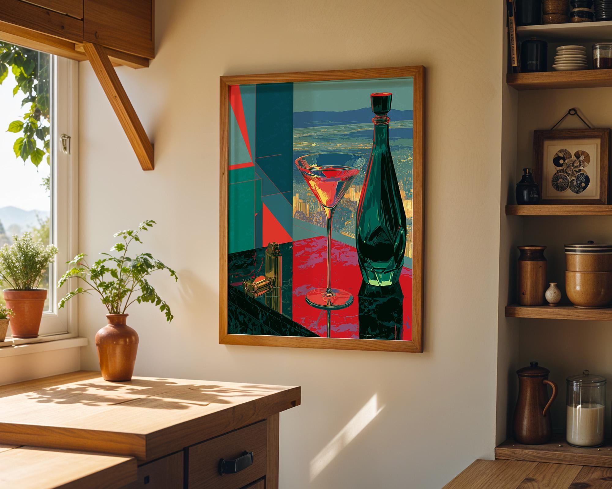 Art Deco Neo Deco Martini Glass Cocktail Wall Art by The Wall Art Studio