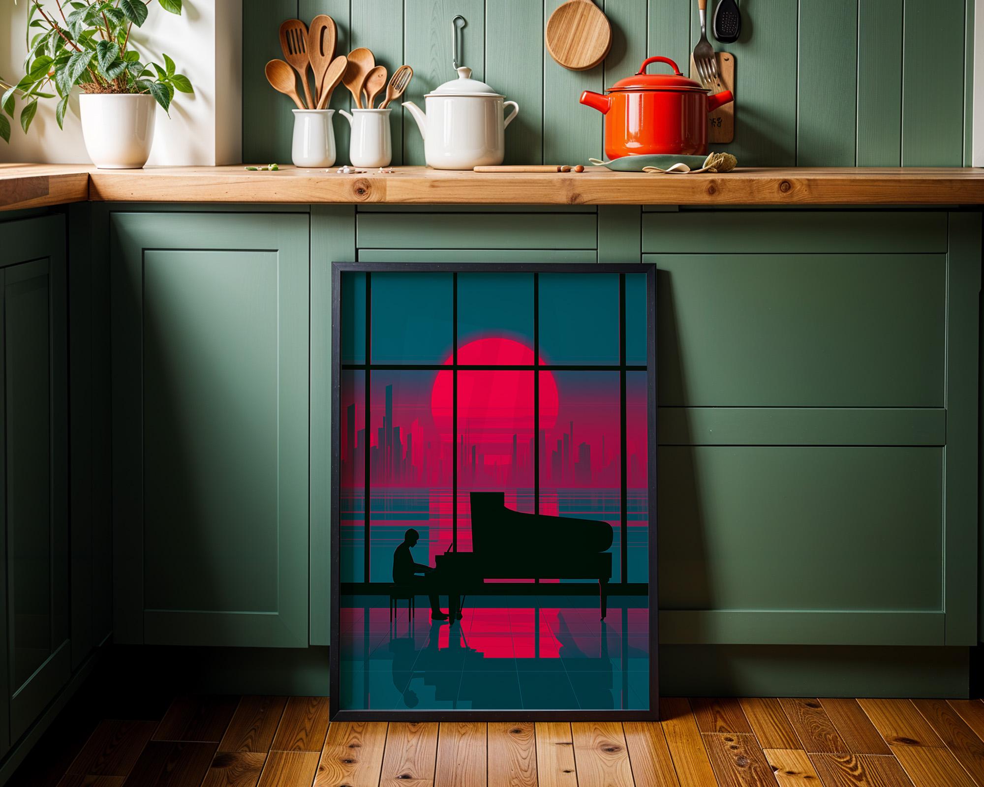 Art Deco Grand Piano Neo Deco Music Room Wall Art by The Wall Art Studio