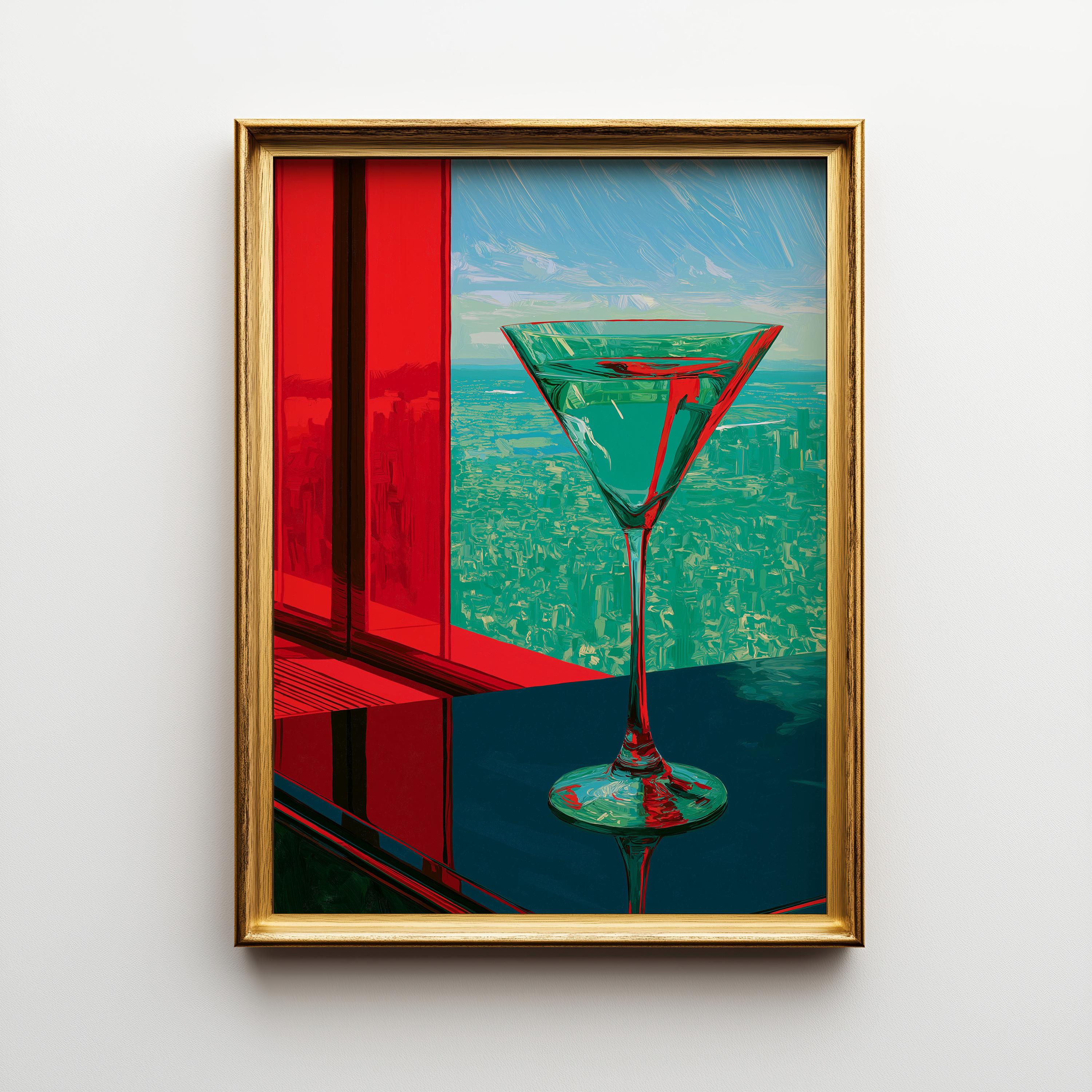 Art Deco Martini Glass Neo Deco Cocktail Wall Art by The Wall Art Studio