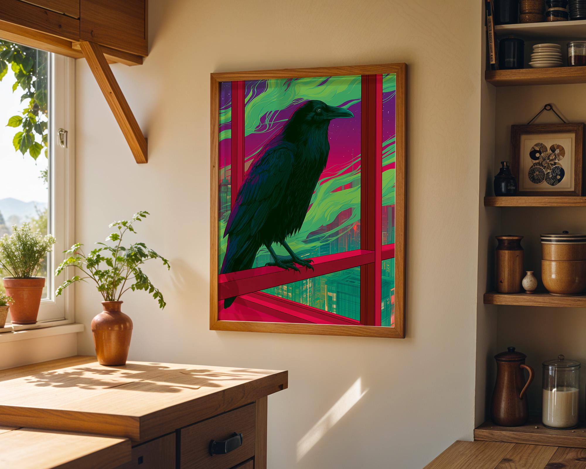 Neo Deco Raven Gothic Crow Dark Art Nouveau Wall Art by The Wall Art Studio