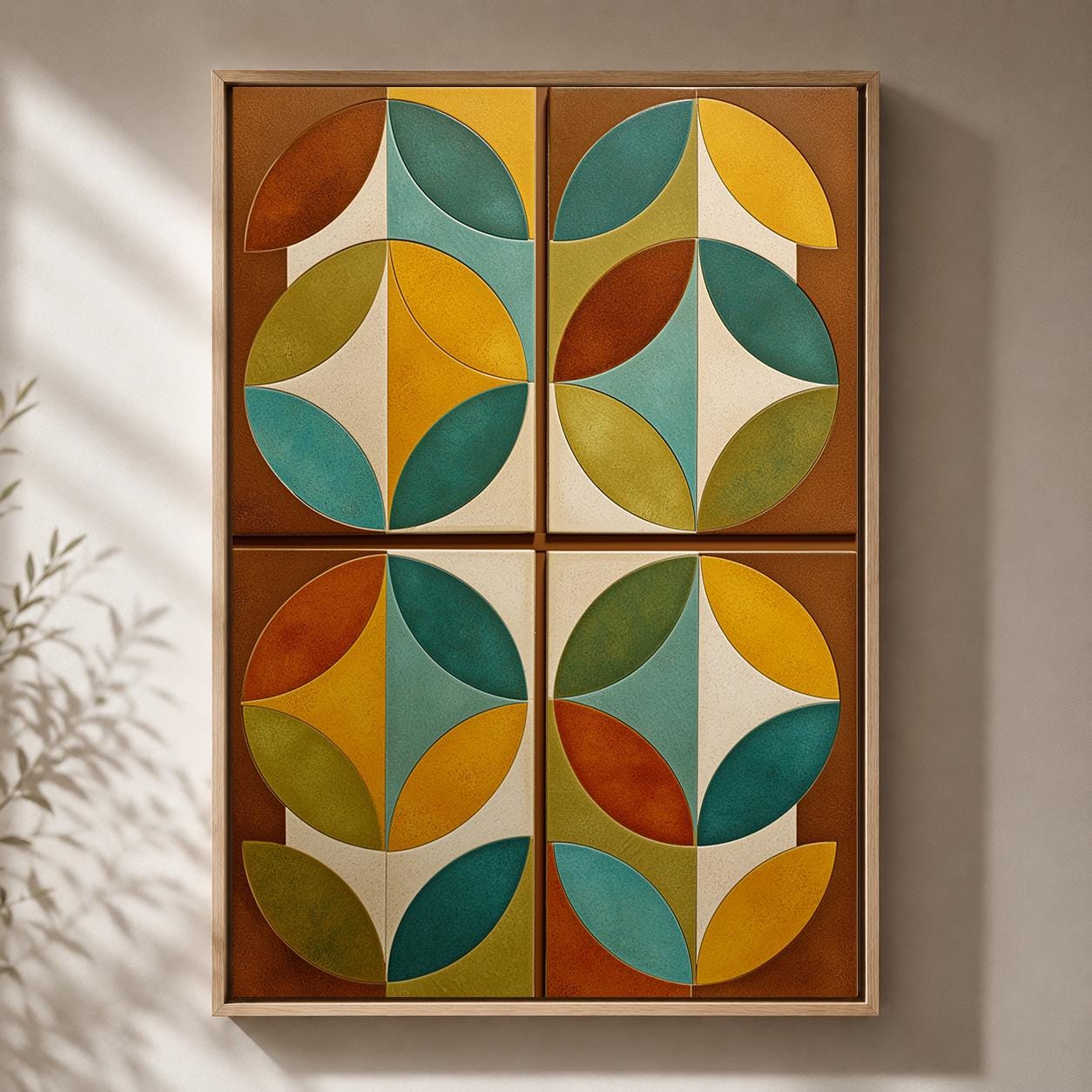 Mid Century Modern Scandinavian Abstract Geometric Framed Canvas by The Wall Art Studio
