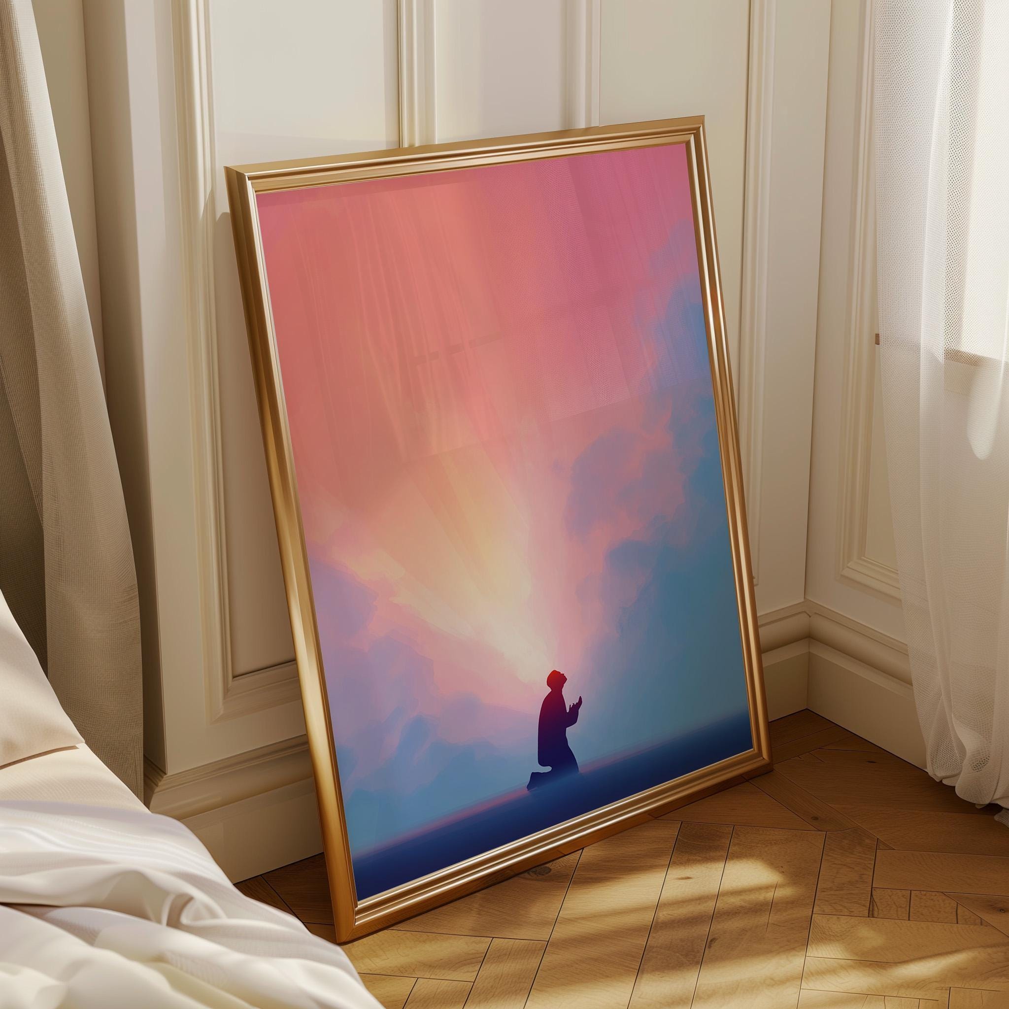 Christian Prayer Silhouette Faith and Worship Religious Wall Art by The Wall Art Studio