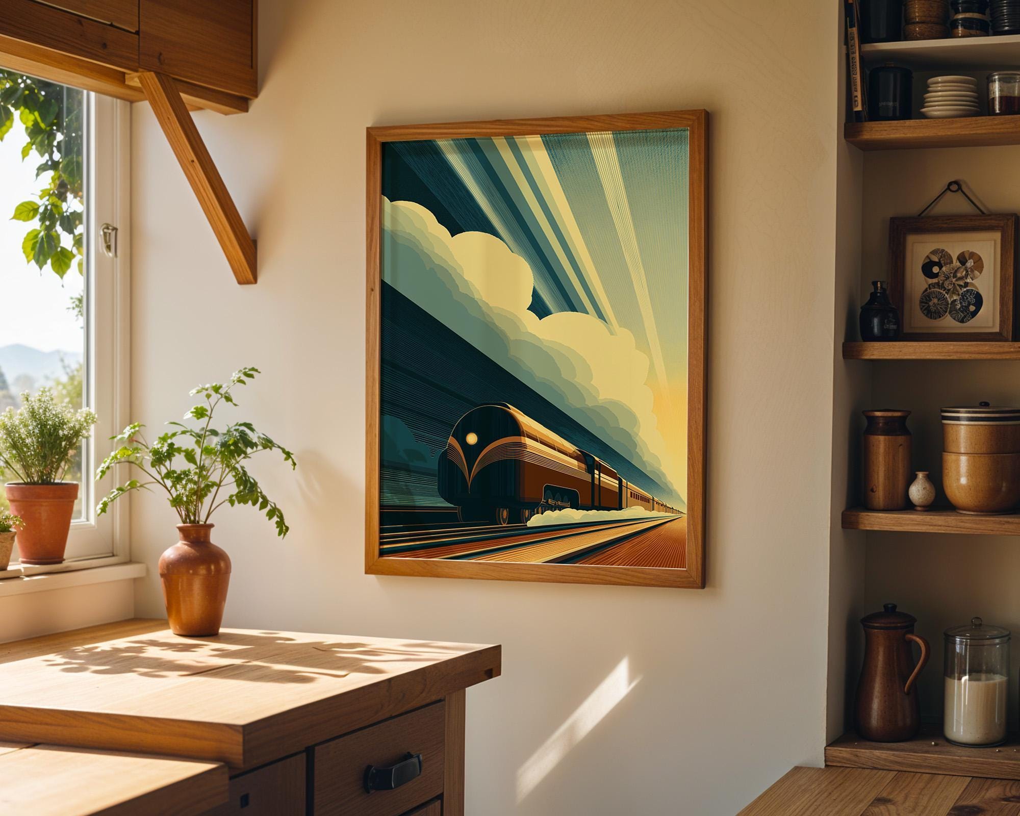 Retro Art Deco Train Wall Art by The Wall Art Studio