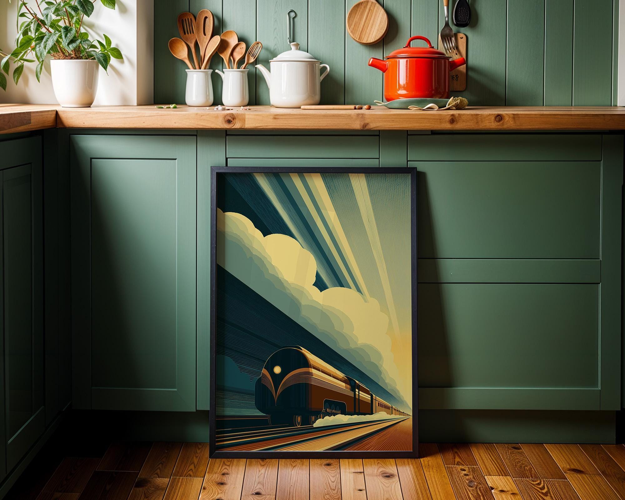 Retro Art Deco Train Wall Art by The Wall Art Studio