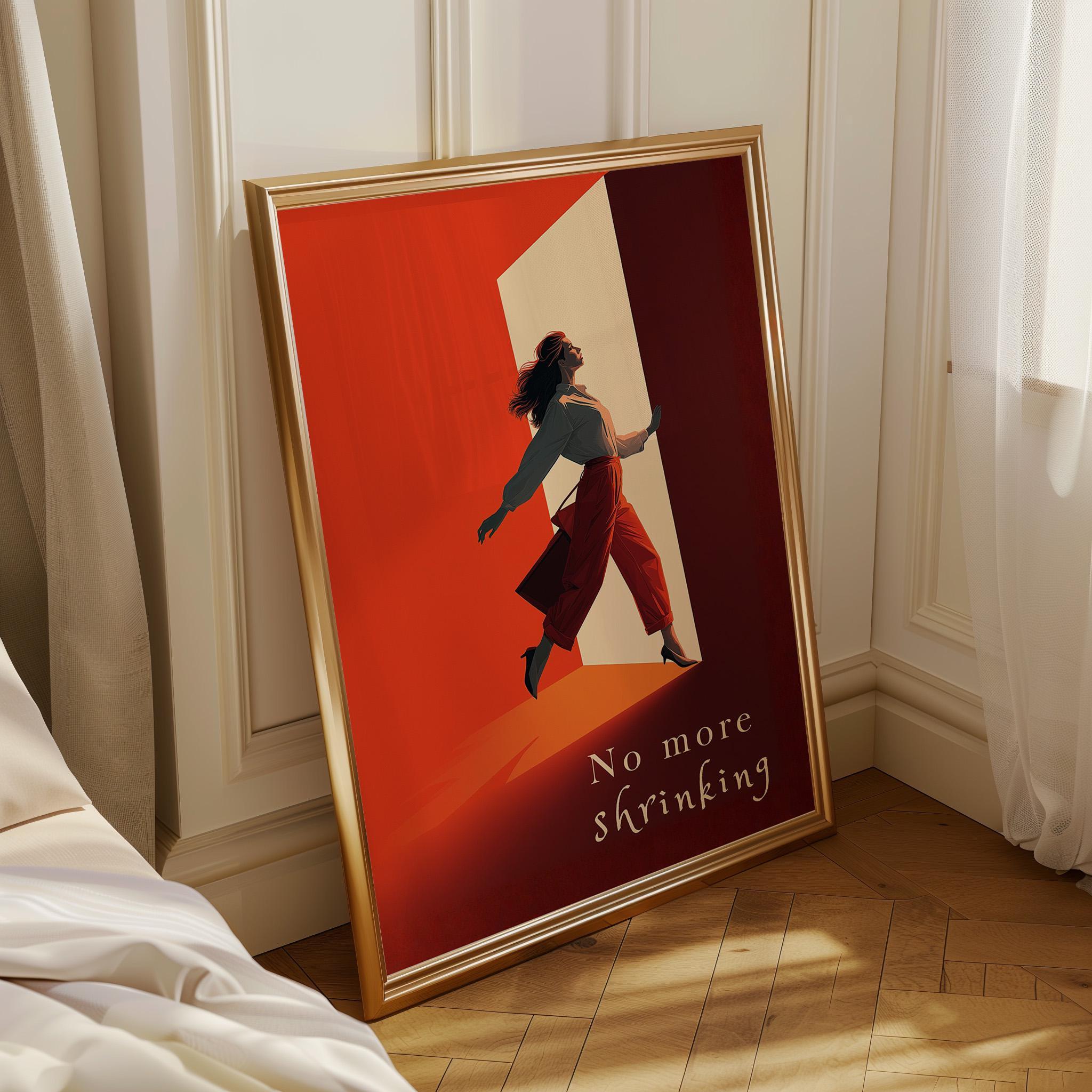 Feminist "No More Shrinking" Women’s Rights Quote Wall Art by The Wall Art Studio
