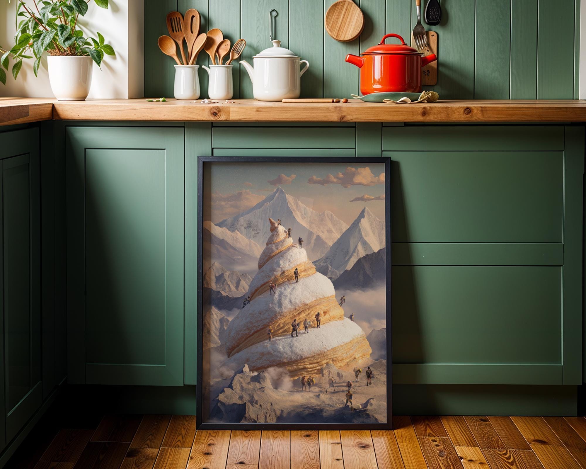 Surreal Croissant Mountain Whimsical Food Landscape Wall Art by The Wall Art Studio - physical