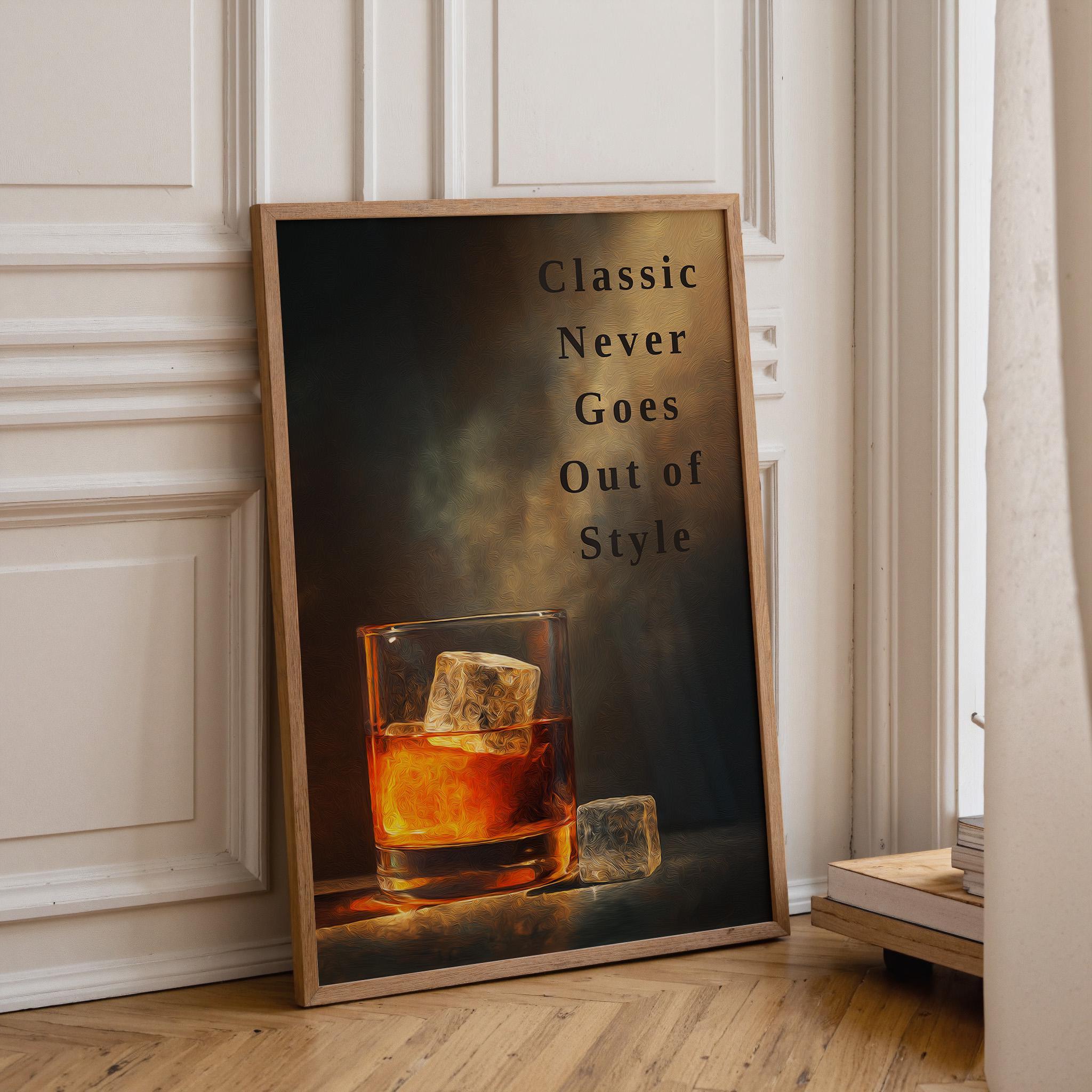 Old Fashioned Cocktail “Classic never goes out of style” Quote Whiskey Bar Wall Art by The Wall Art Studio