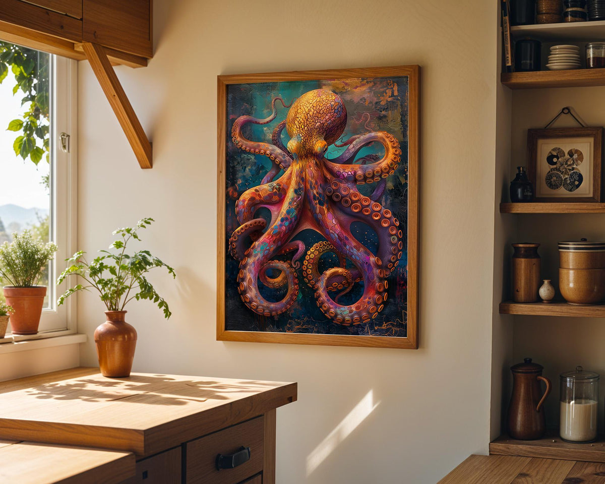 Colorful Octopus Bold Ocean Modern Coastal Wall Art by The Wall Art Studio - physical