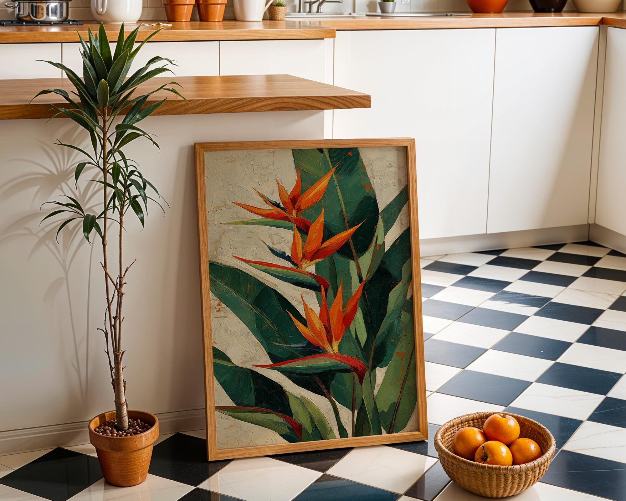 Bird of Paradise Tropical Botanical Orange Flower Wall Art by The Wall Art Studio - physical