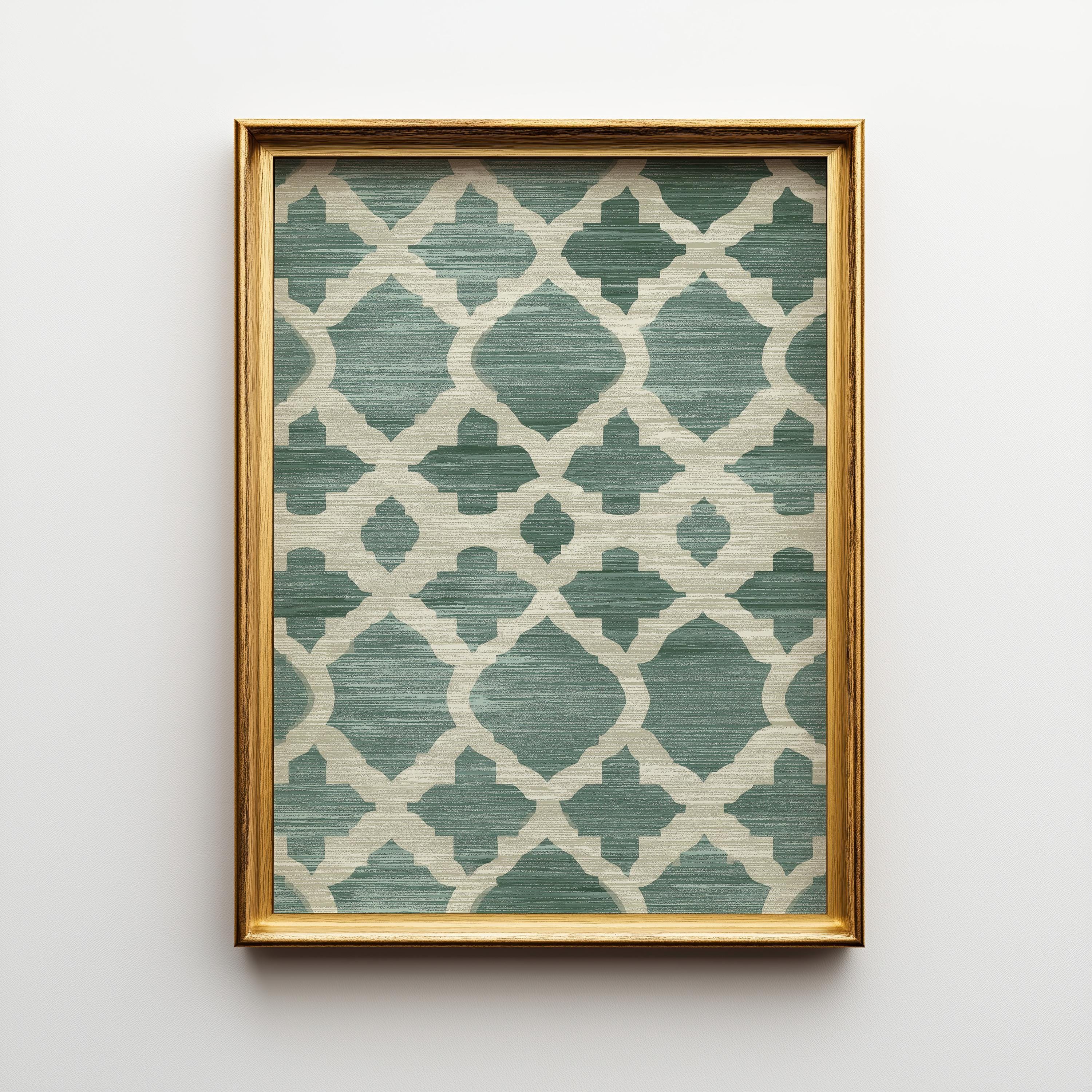 Islamic Geometric Arabic Pattern Green Moroccan Style Wall Art by The Wall Art Studio