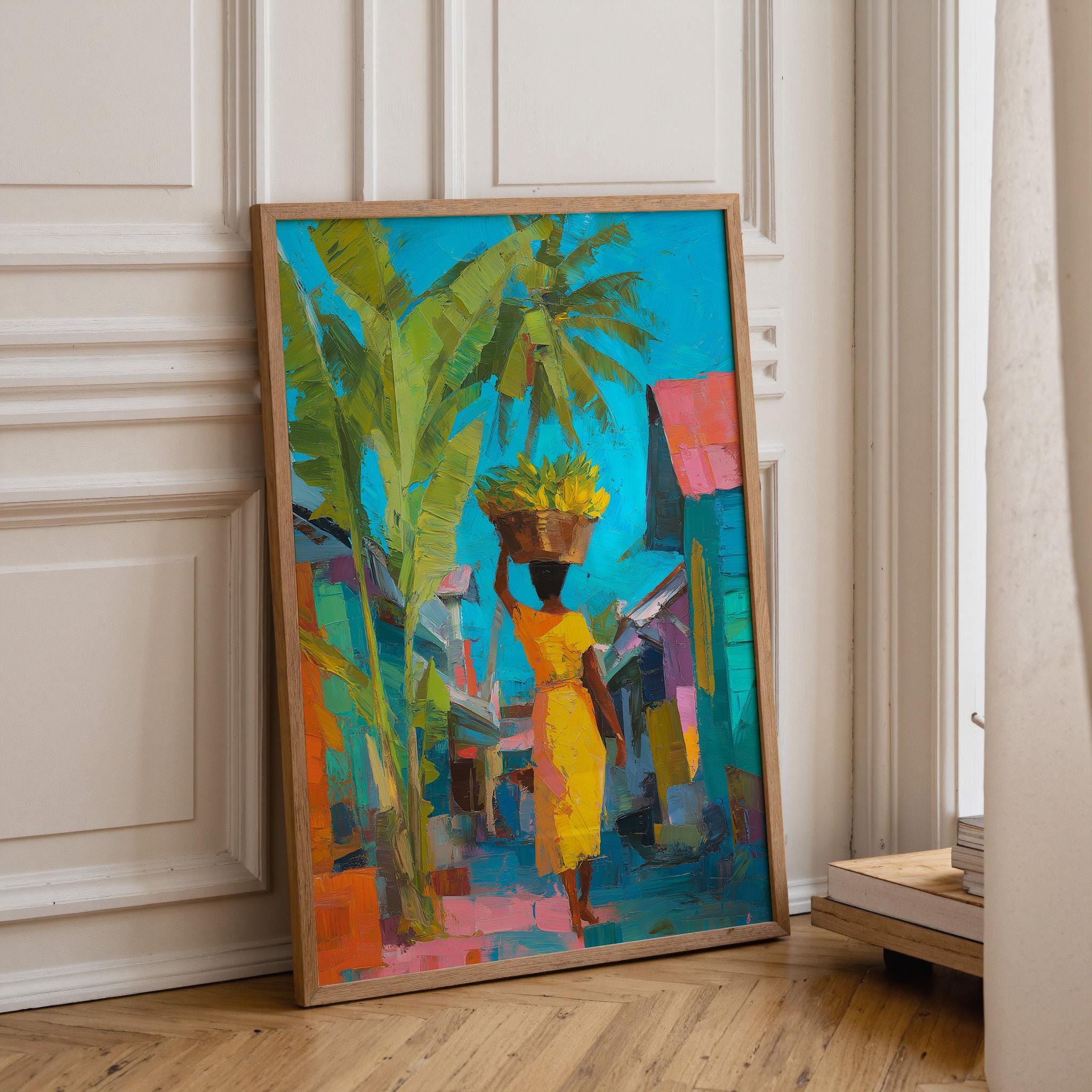 Tropical Street Scene Art Caribbean Coastal Summer Wall Art