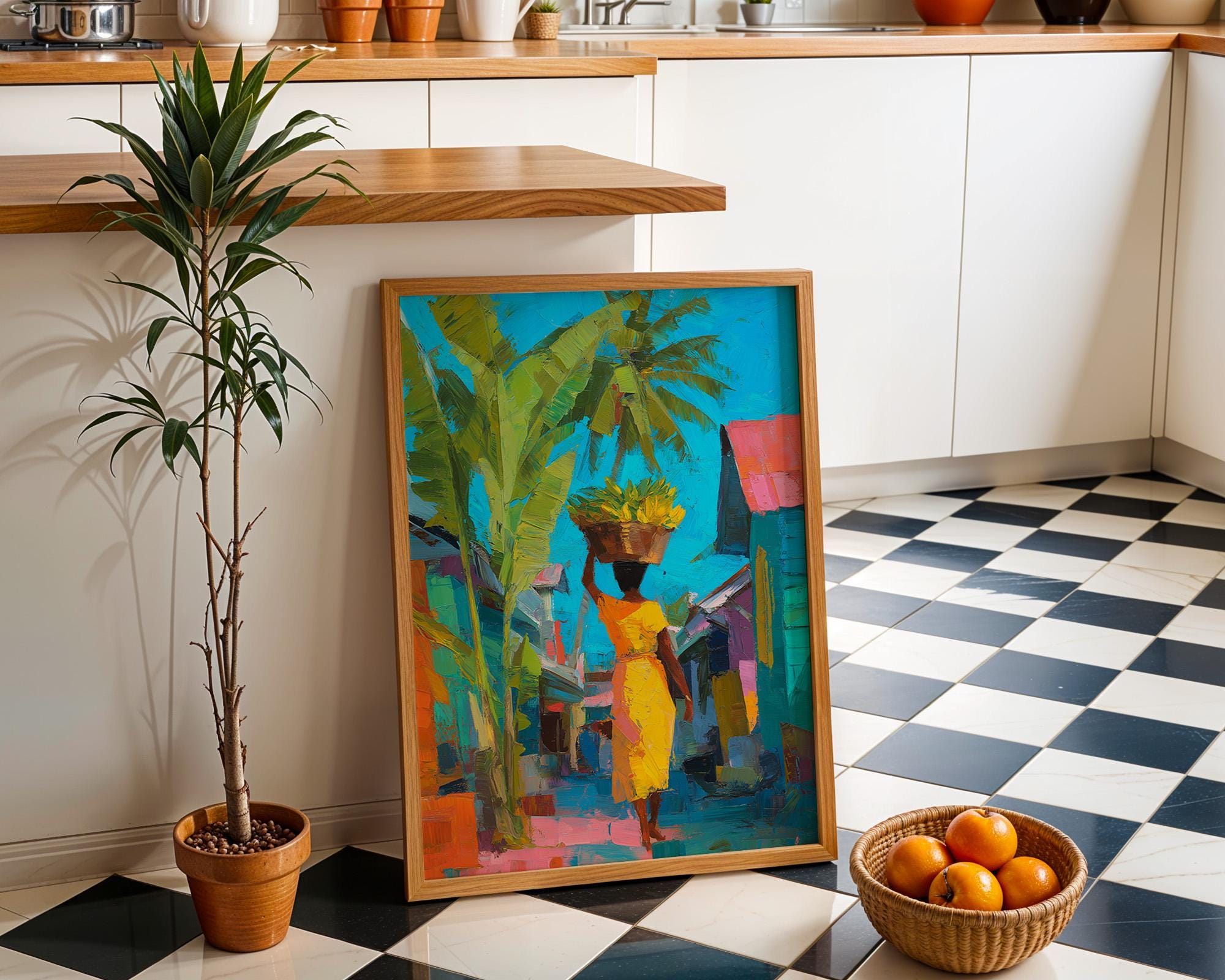 Tropical Street Scene Art Caribbean Coastal Summer Wall Art