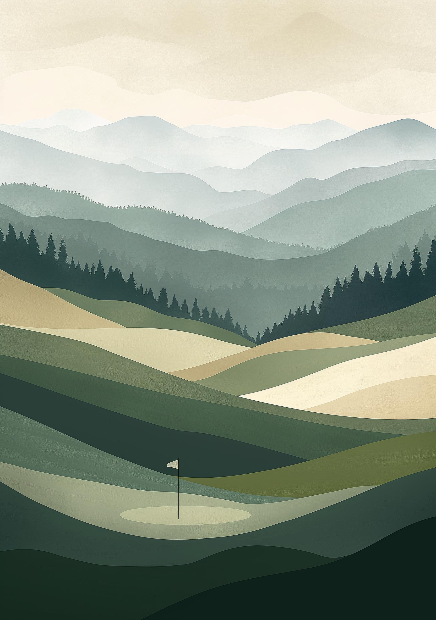 Minimalist Golf Modern Contemporary Golf Course Wall Art
