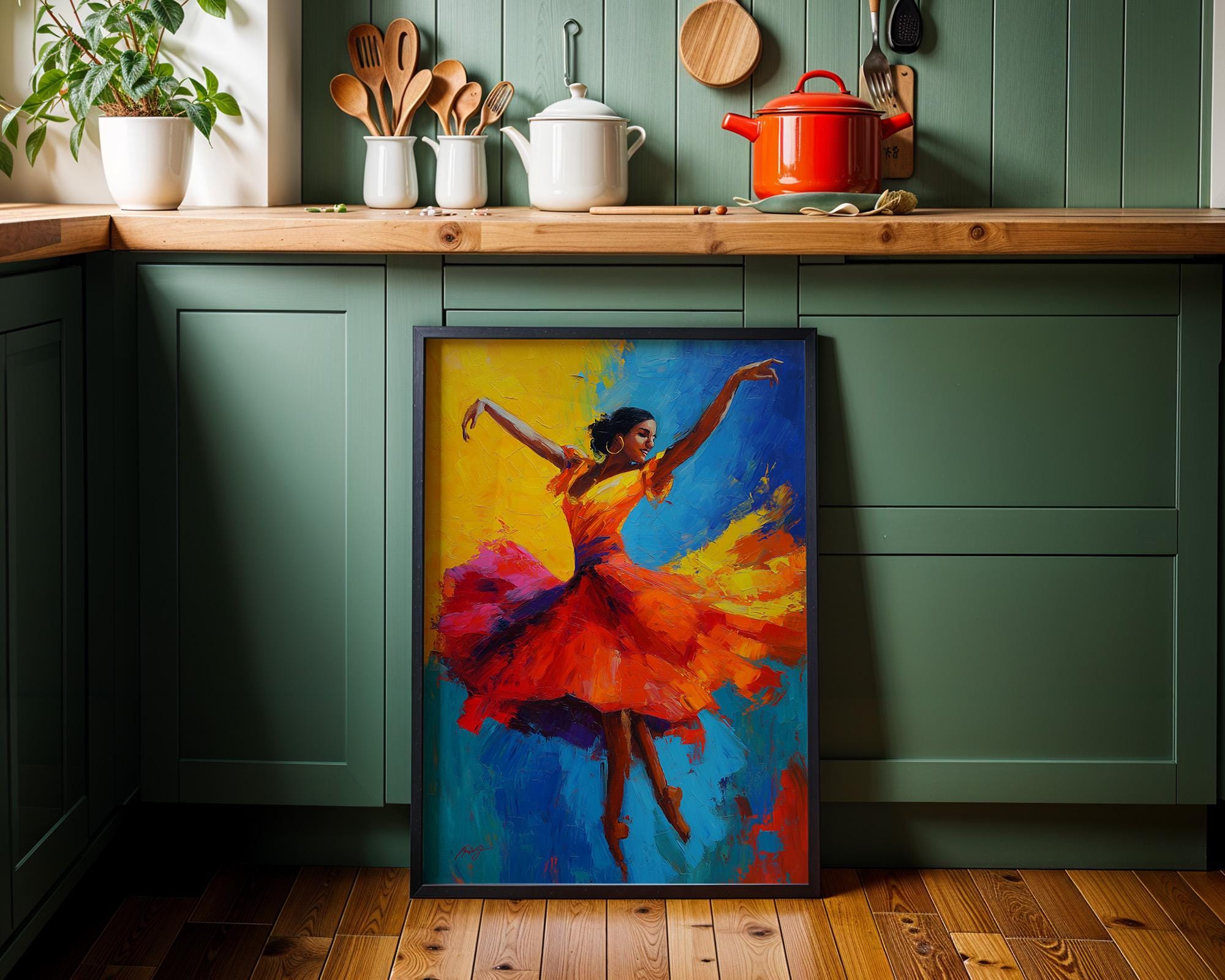 Puerto Rican Dancer Flamenco Latin Boho Wall Art by The Wall Art Studio