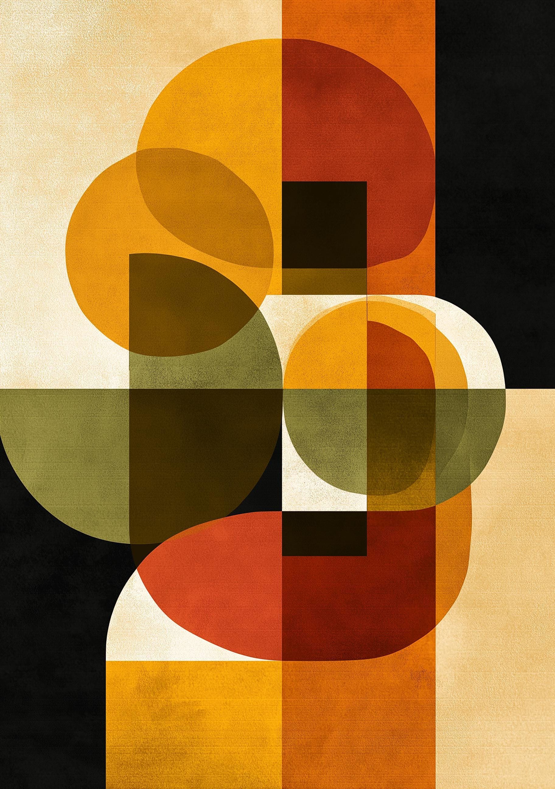 Mid-Century Modern Geometric Retro Abstract Shapes Wall Art