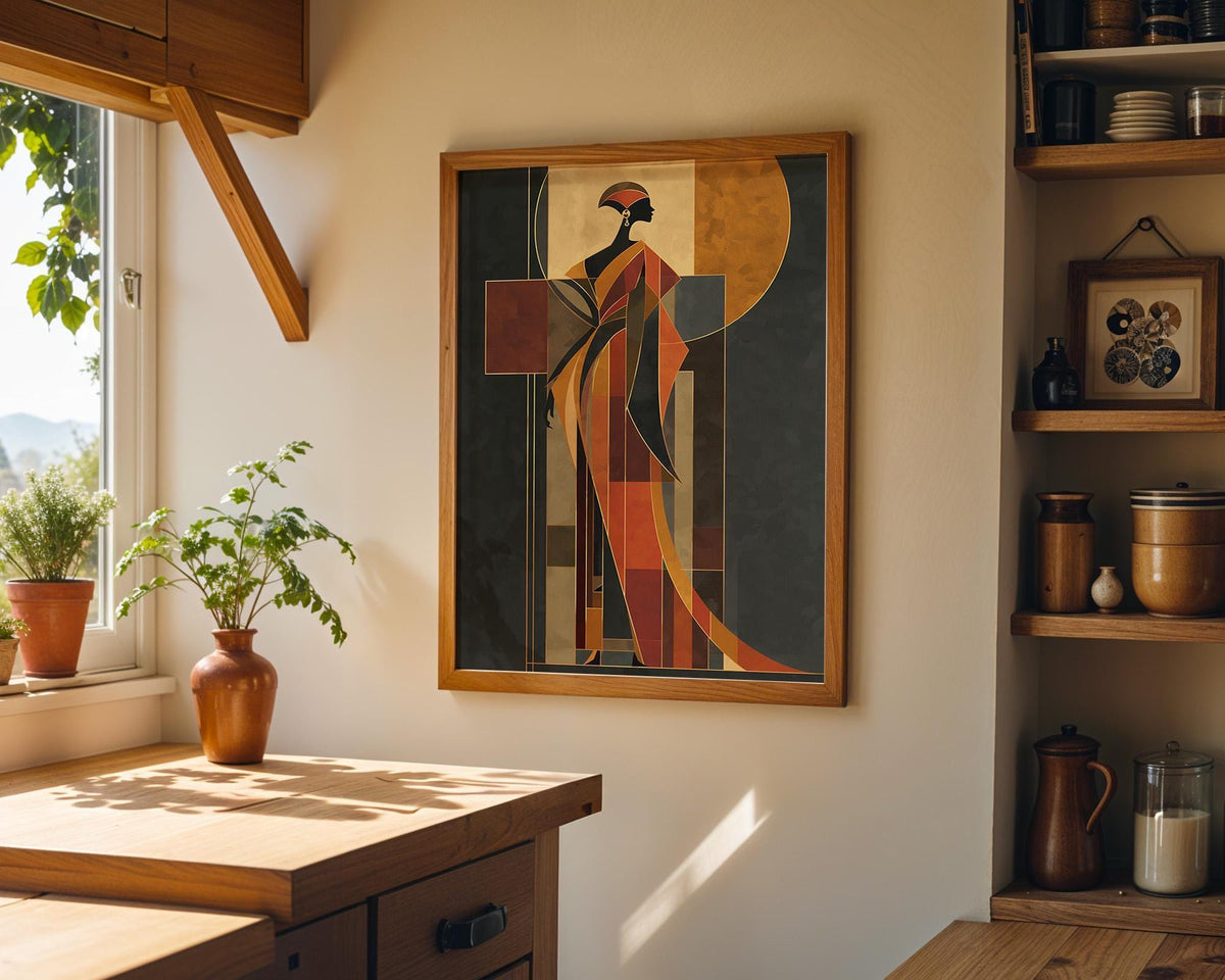 Art Deco Woman Elegant Fashion Geometric Figure Vintage Wall Art