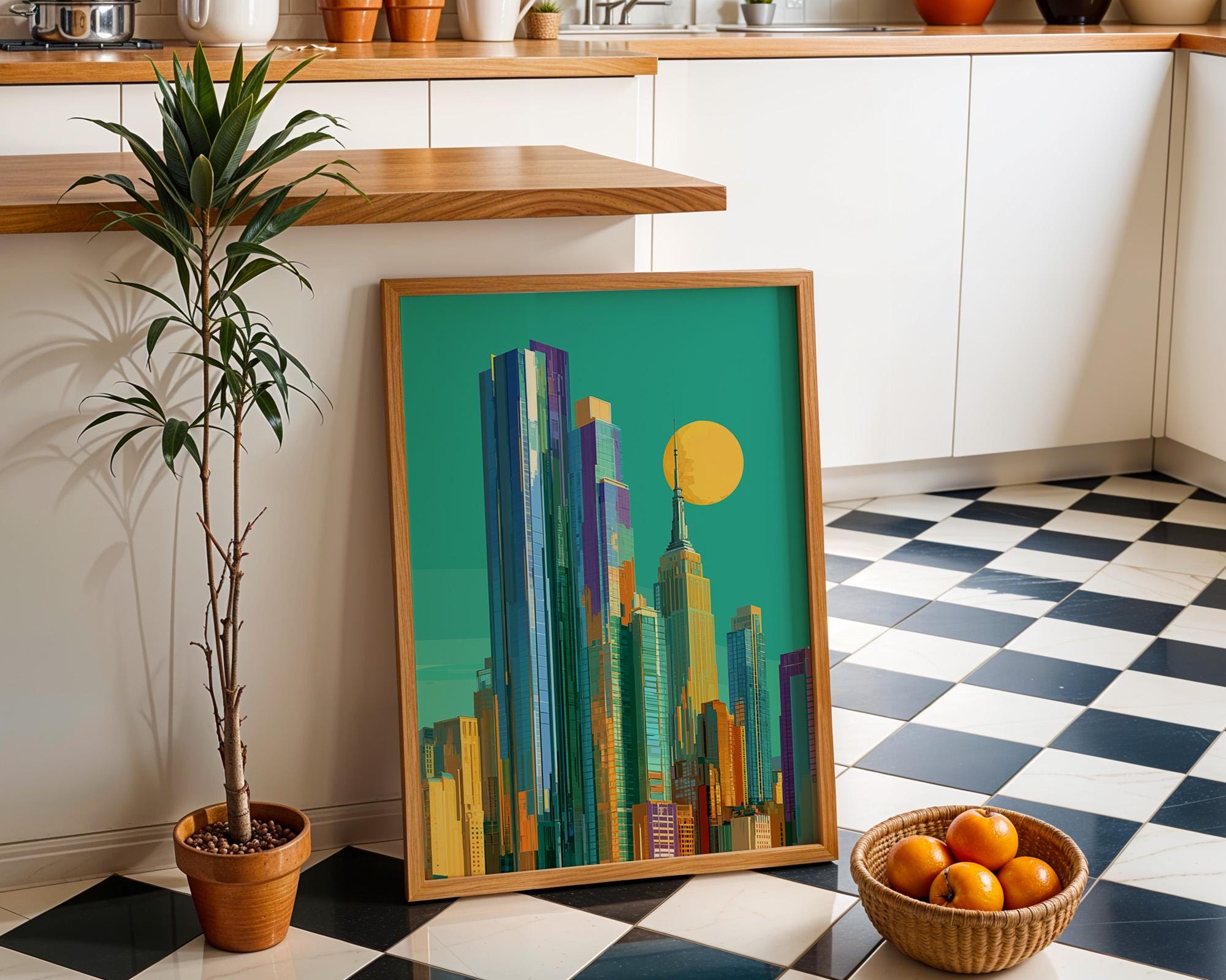 Art Deco Cityscape New York Skyline Wall Art by The Wall Art Studio