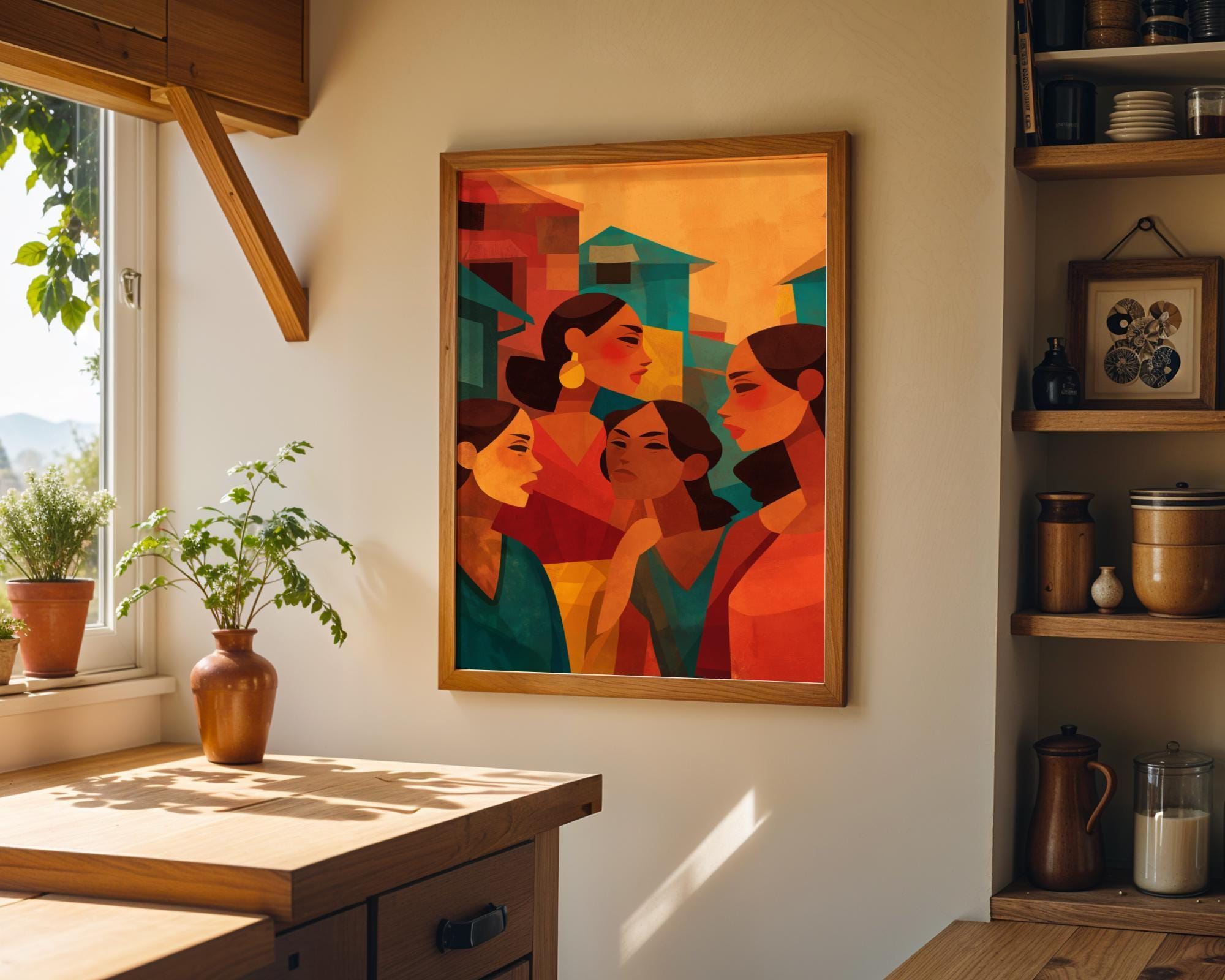 Contemporary Feminist Abstract Women Bold Colour Latina Inspired Wall Art, by The Wall Art Studio